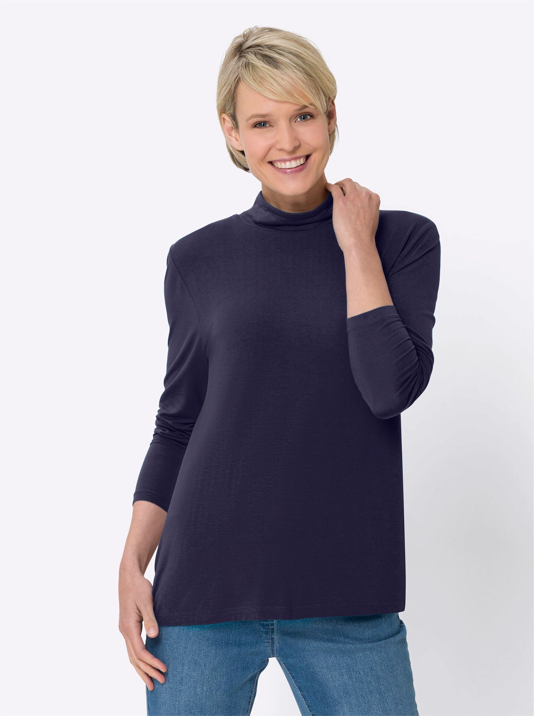 Sieh an! T-Shirt Stehkragenshirt . günstig online kaufen