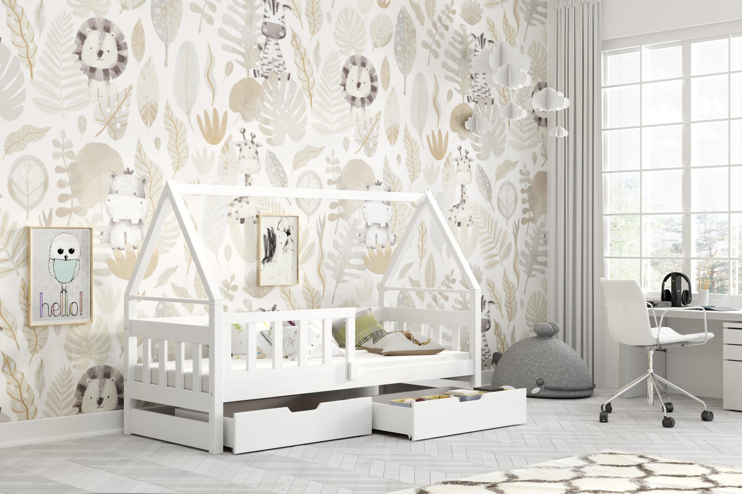 thematys Kinderbett mit Rausfallschutz und Ausziehbett günstig online kaufen
