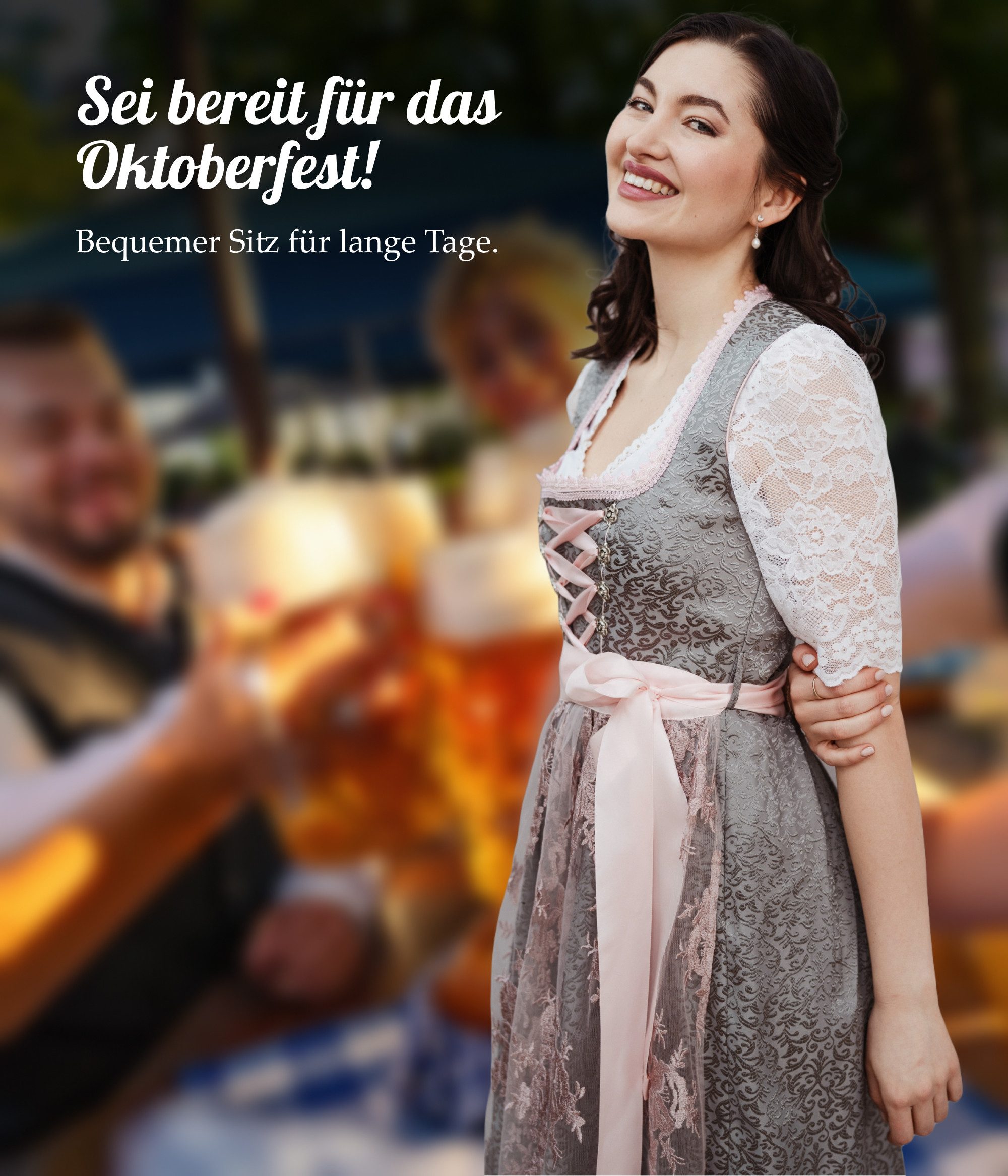 HOFGLANZ Dirndl Traditionelles Dirndl Damen Grau günstig online kaufen