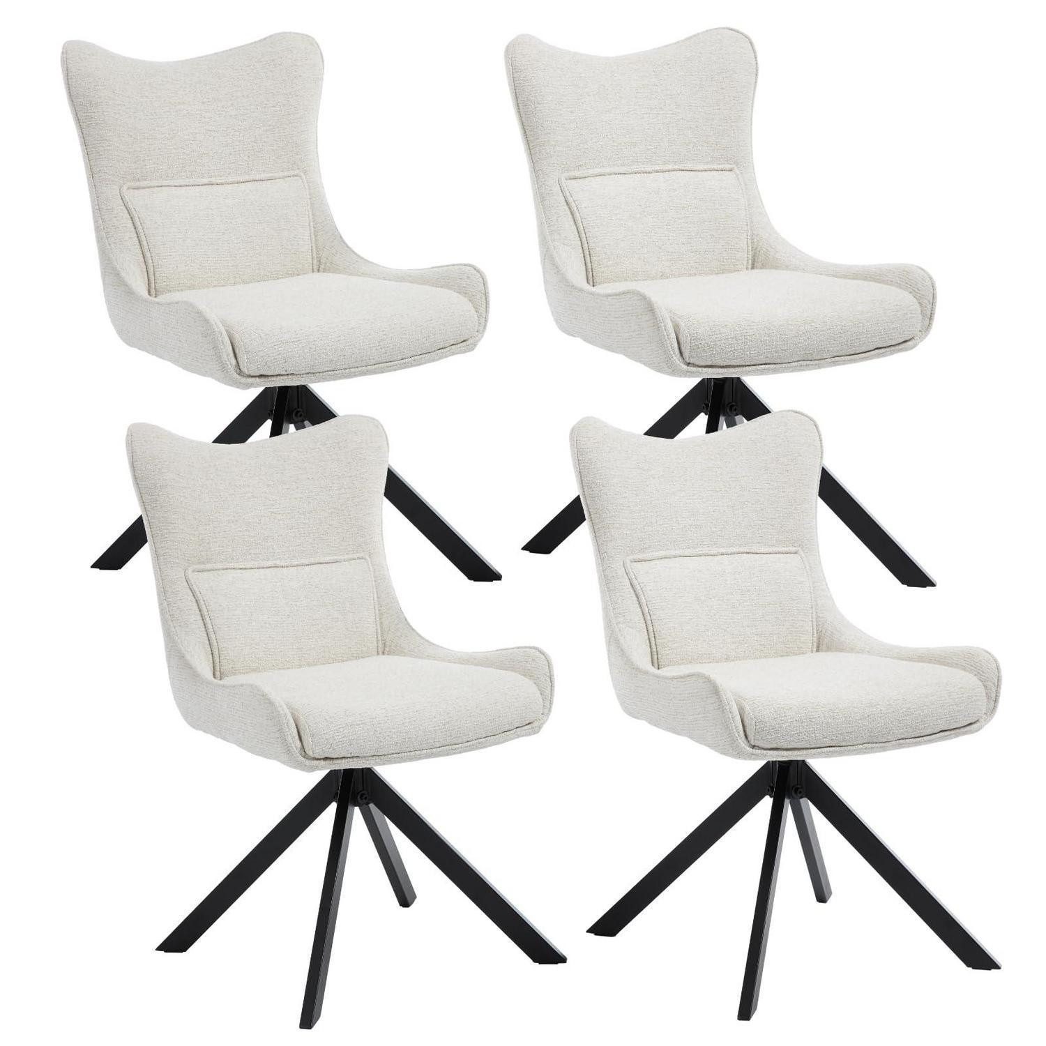 LuxusKollektion Esszimmerstuhl Esszimmerstühle drehbar Polsterstuhl Metallgestell 4er 2 Beige-4pcs