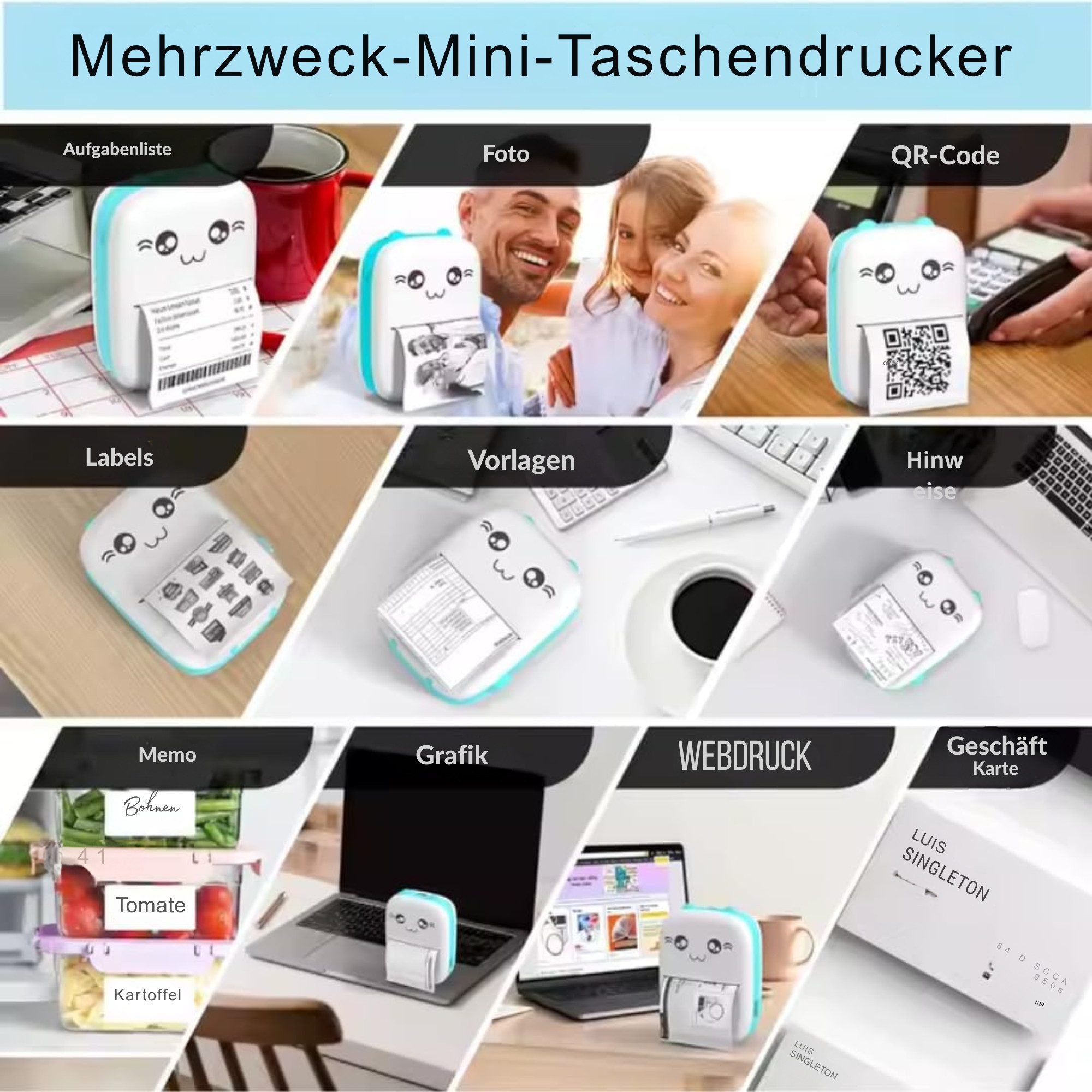 Vivitar Tragbarer Sticker Bluetooth-Drucker für Notizen, Fotos und Etiketten Mini-Drucker, (Das perfekte Geschenk für Kinder, Lern- und Entwicklungsspielzeug, K – Bild 5 von 5