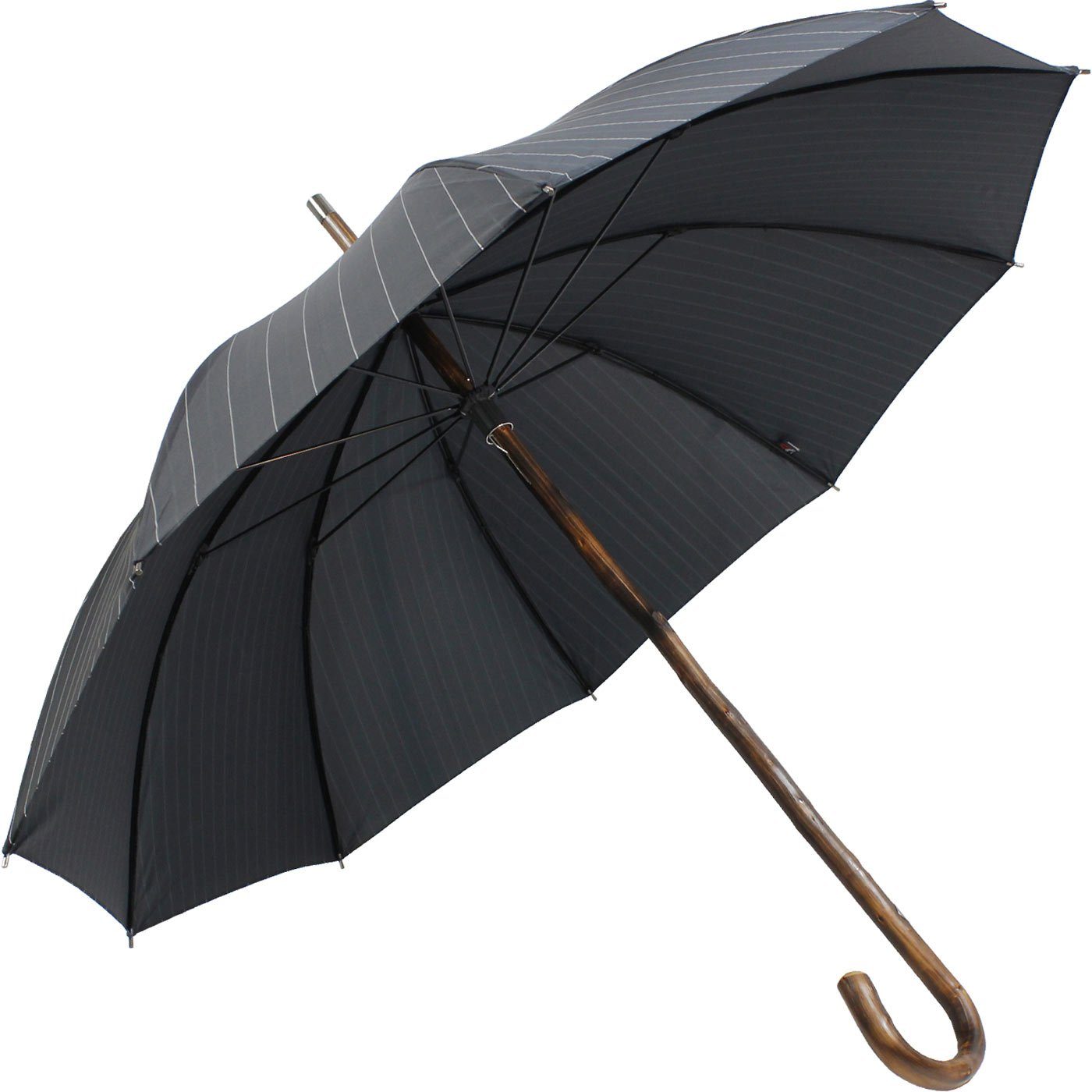 doppler® Stockregenschirm Manufaktur Herrenschirm mit Kastanienstock und Griff, der edle handgearbeite Begleiter für Herren