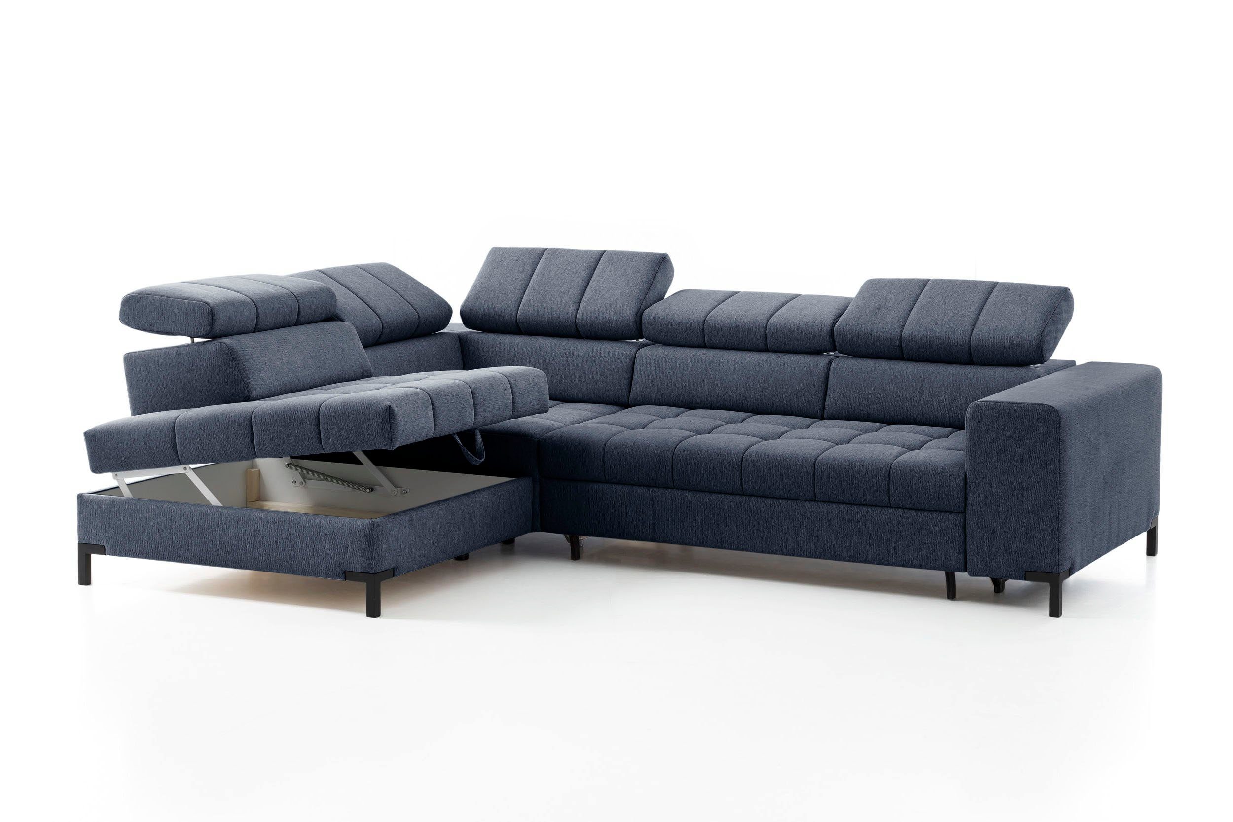 exxpo - sofa fashion Ecksofa Bocco, hochwertige Verarbeitung, toller Sitzkomfort, bequem, L-Form, wahlweise mit Bettfunktion u. Bettkasten, inkl. Kopfteilverstellung
