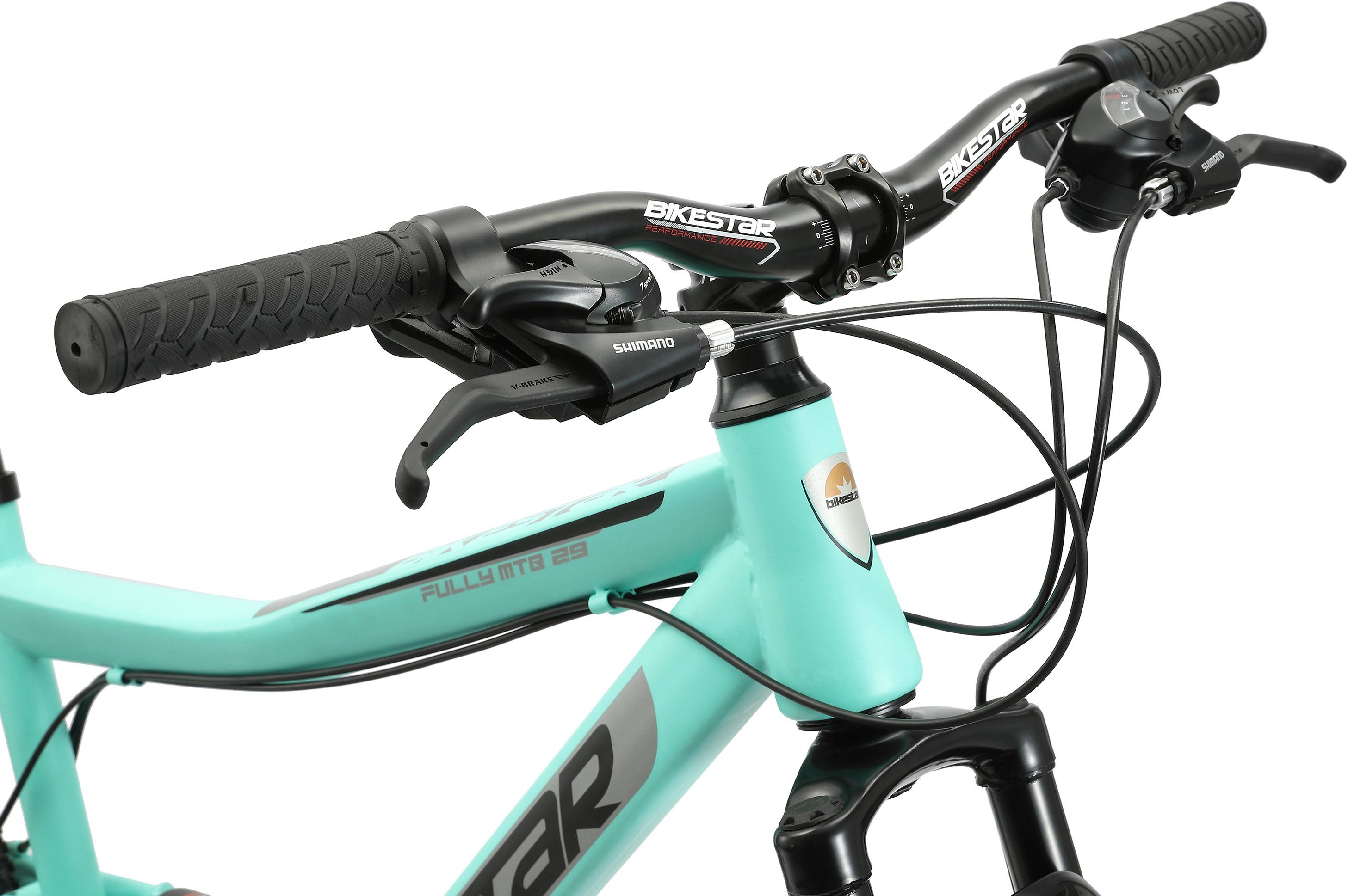 Bikestar Mountainbike, 21 Gang Shimano RD-TY300 Schaltwerk, Kettenschaltung, für Damen und Herren, Kettenschaltung
