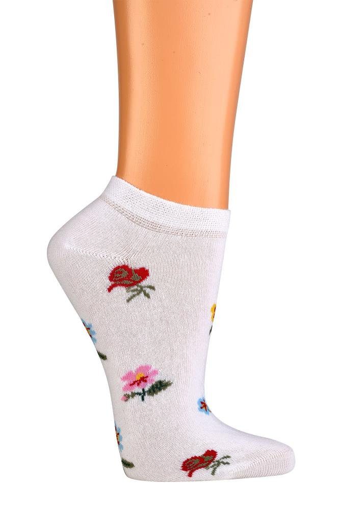 Socks 4 Fun Sneakersocken Bunte Flamingo Früchte Blumen Blüten Sneaker Шкарпетки Baumwolle Sommer (3 Paar)