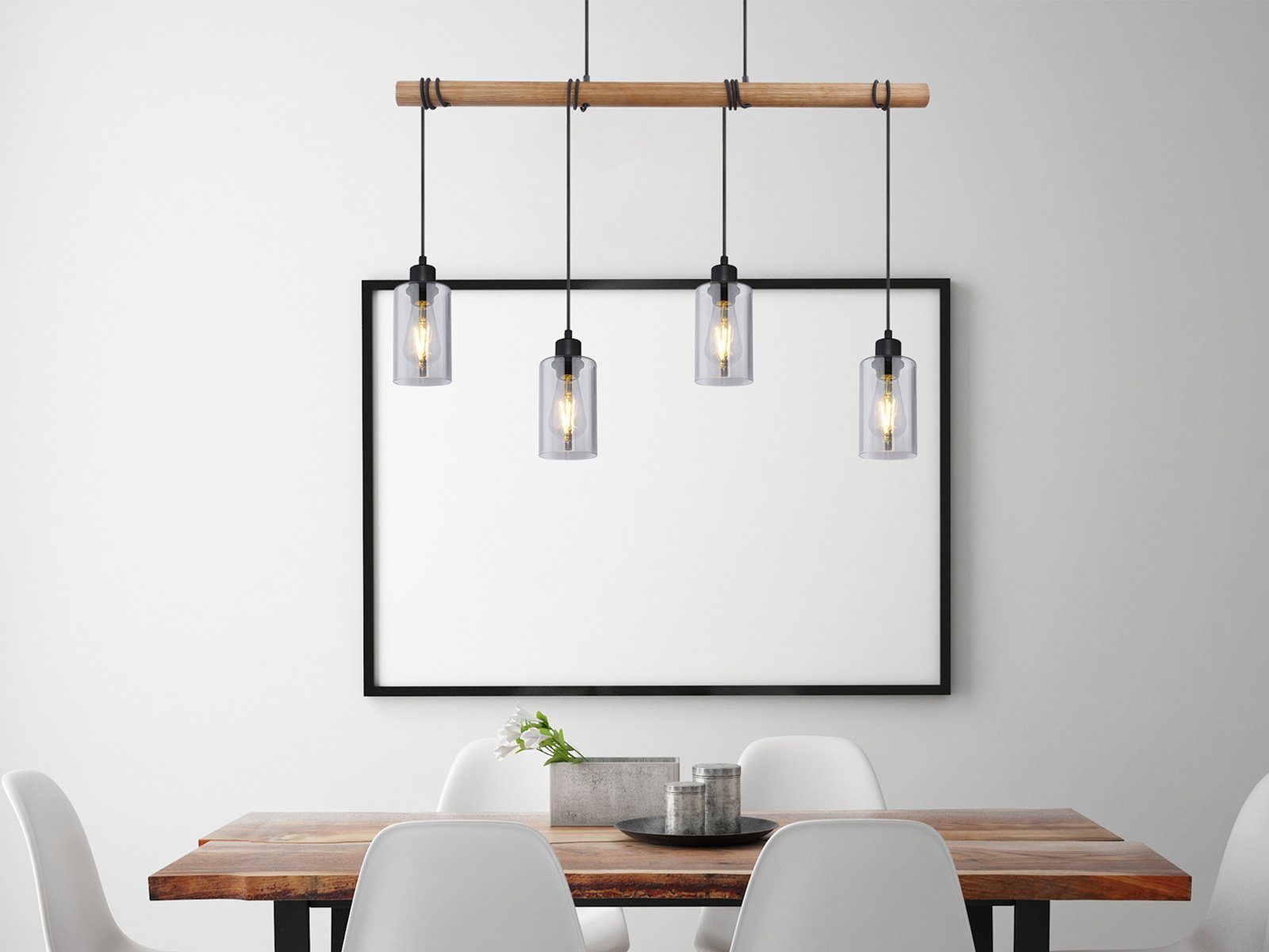 meineWunschleuchte LED Pendelleuchte, Holz-Balken Rauchglas mehrflammig,  für Esstisch, Küchen-lampen hängend, Kücheninsel & Kochinsel online kaufen  | OTTO