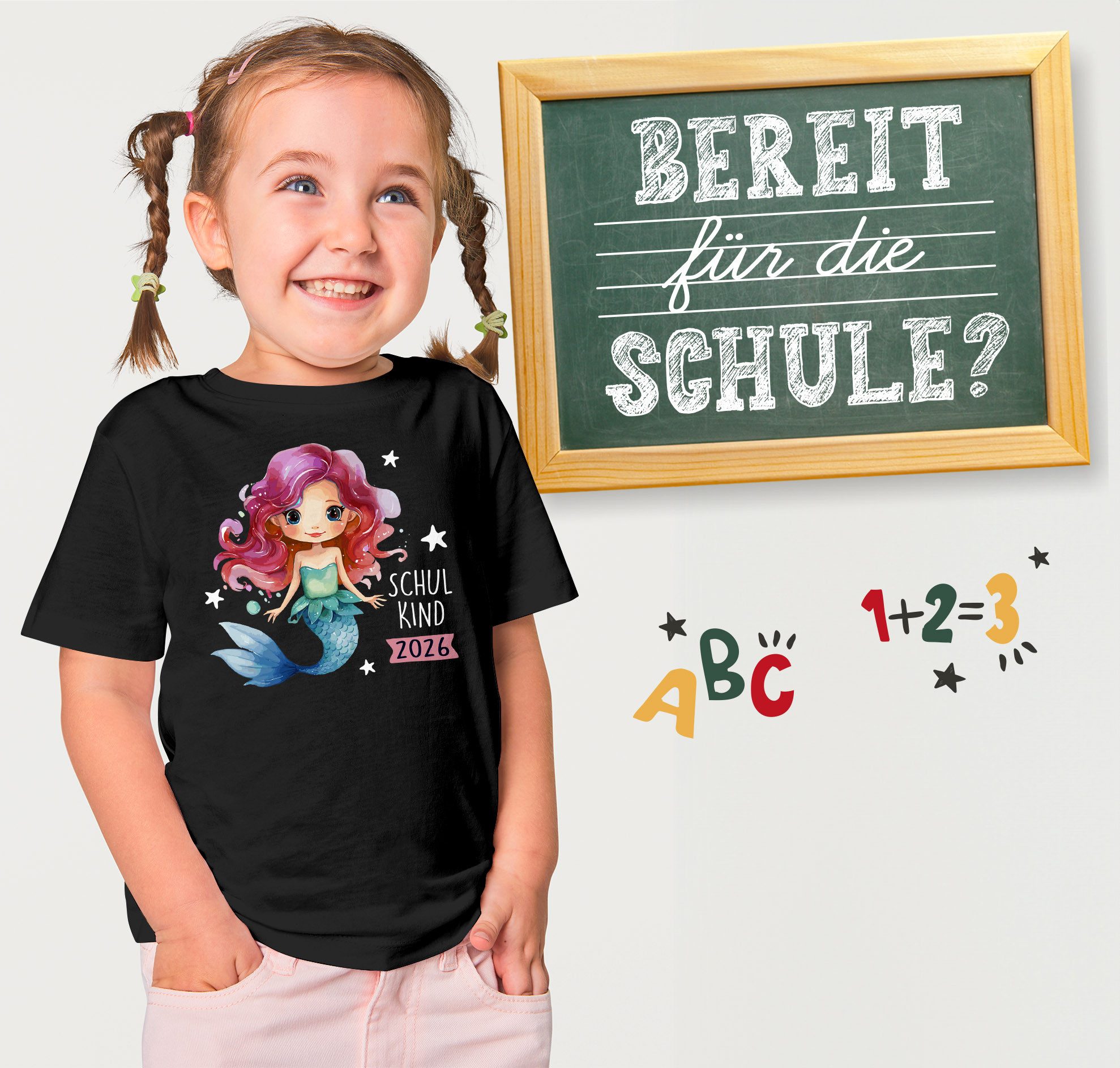 SpecialMe Print-Shirt Mädchen Einschulung T-Shirt 2026 Meerjungfrau – Schulkind 2026 Shirt – Bild 2 von 5