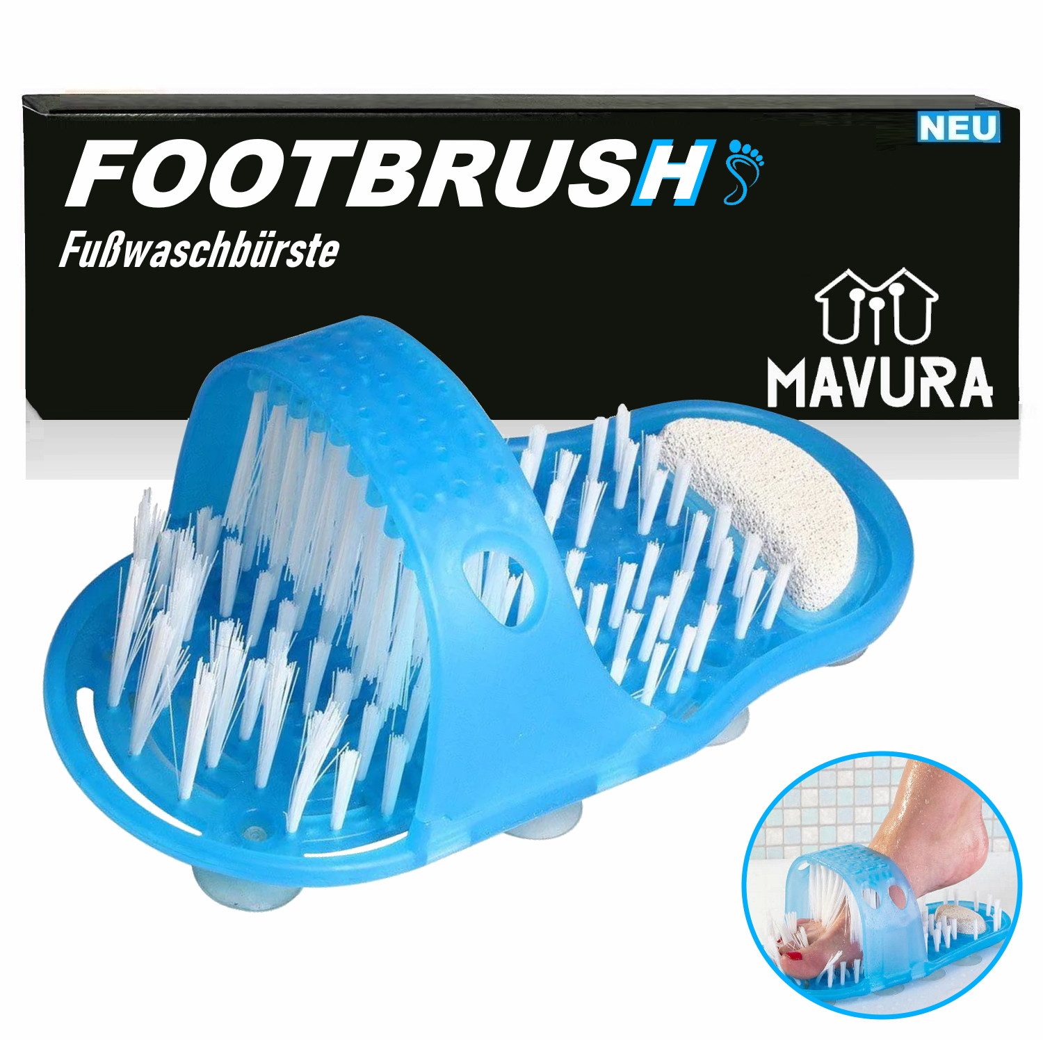 Fußbürste FOOTBRUSH Fußwaschbürste Rutschfeste Dusch-Fußbürste Reinigung Massage