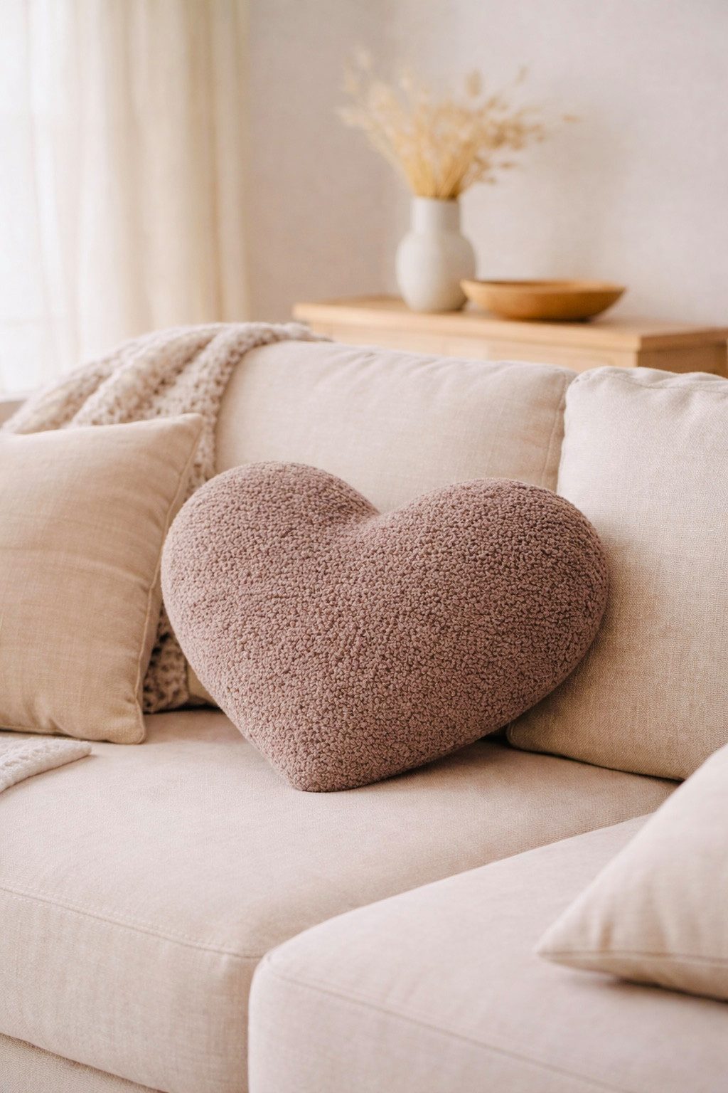 BABEES Dekokissen DEKOKISSEN Boucle Kuschelkissen Herz Wolke GROß 40x25, XXL 60x35 cm, Wolkenkissen Deko Kissen Geschenk Baby Kinderzimmer Babyshower