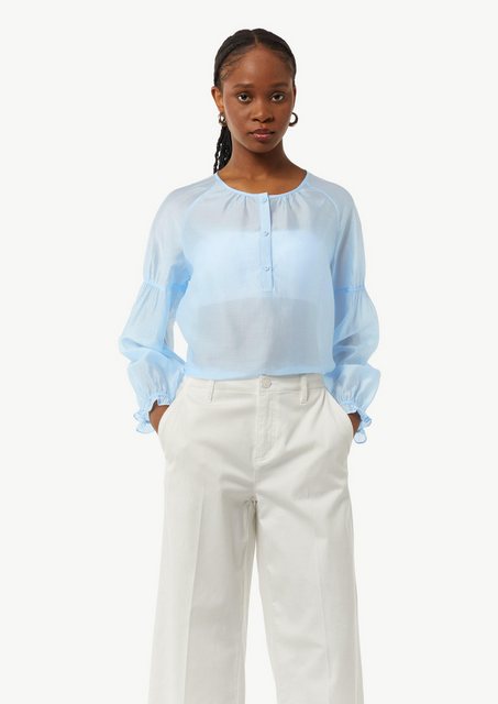 comma casual identity Langarmbluse Schimmernde Lyocellbluse mit Raff-Detail günstig online kaufen