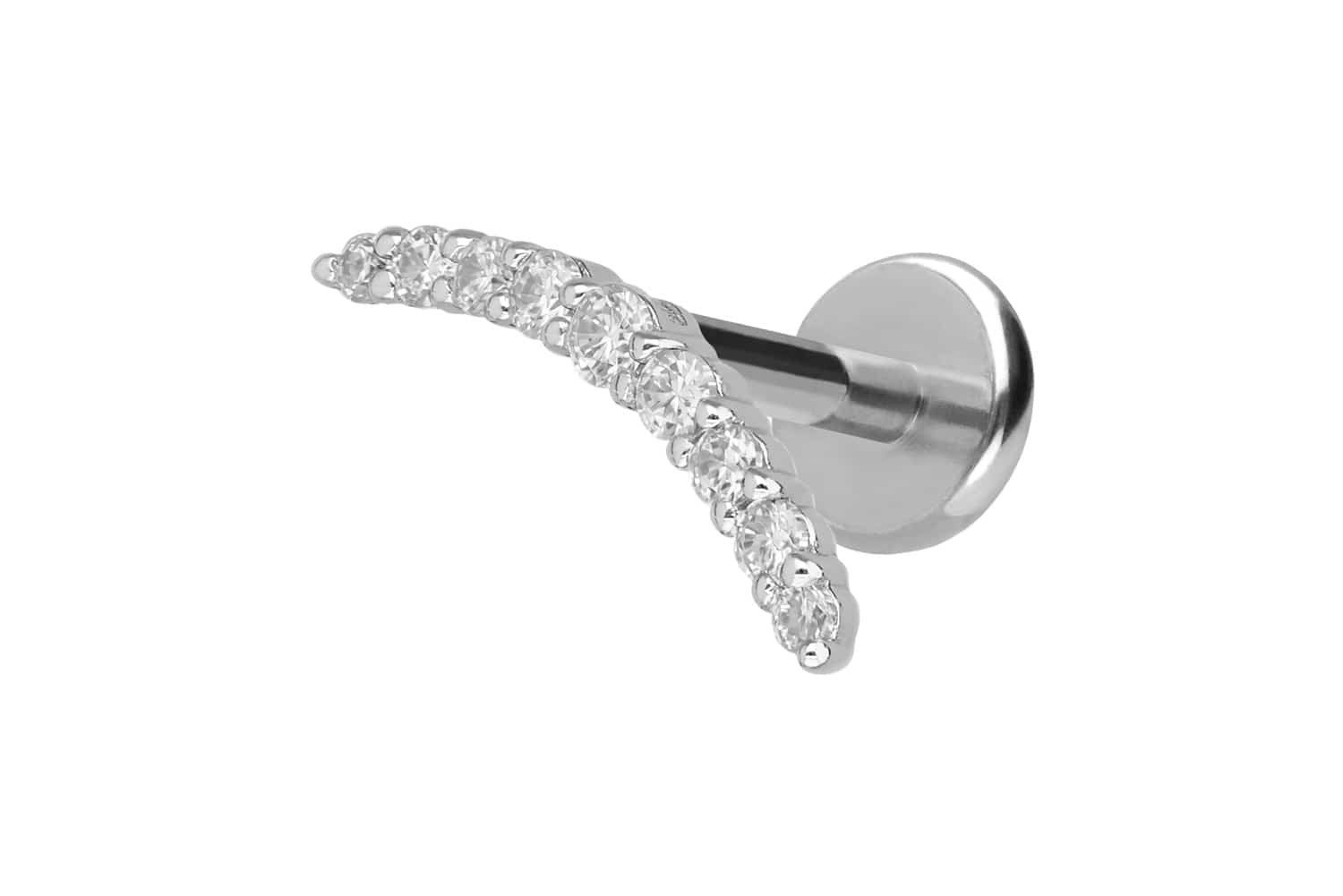 PIERCINGLINE Piercing-Set Titan Labret mit Innengewinde + 925er Silber Aufsatz MOISSANIT-BOGEN (Labrets, 1-tlg)