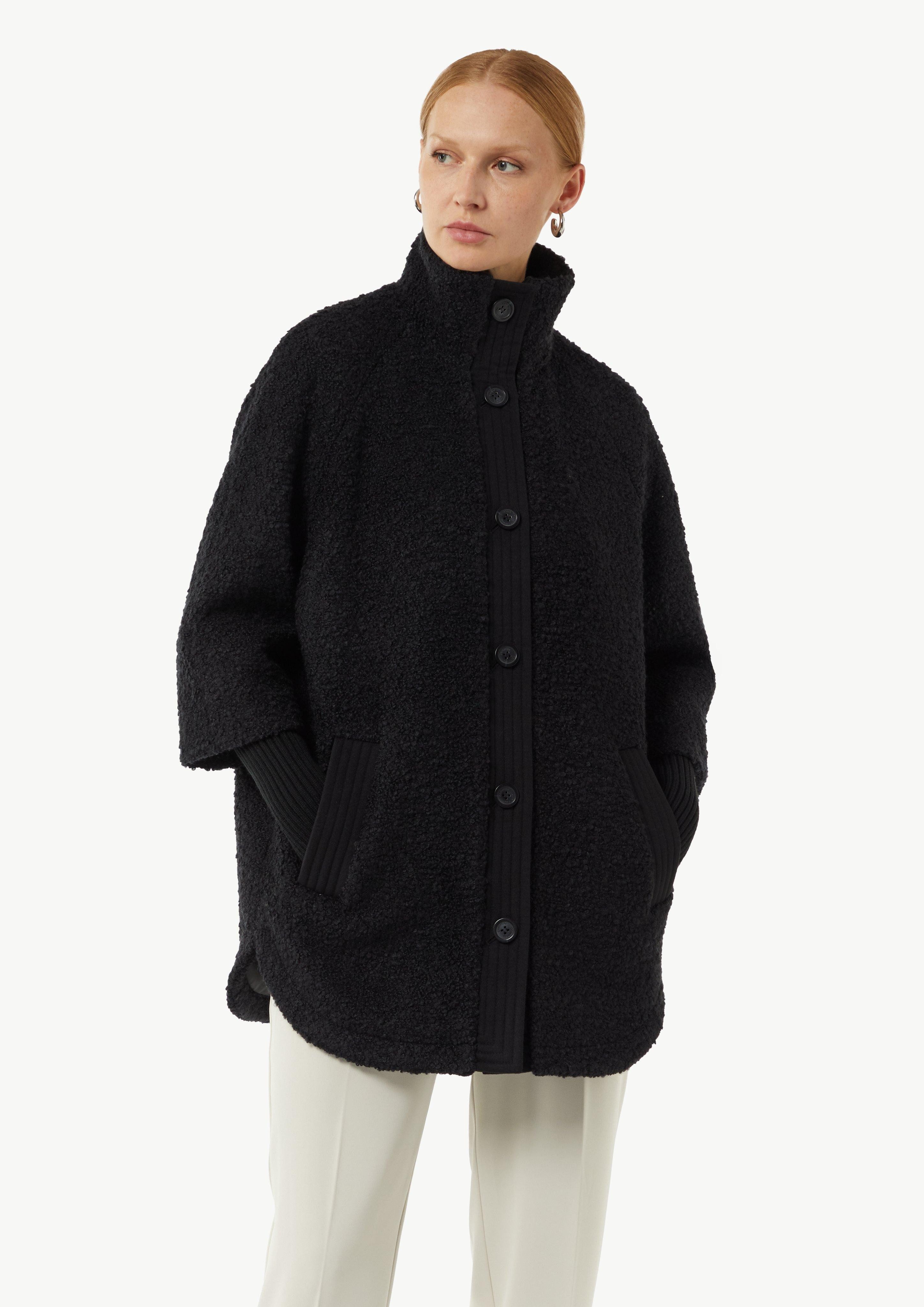Comma Kurzjacke Bouclé-Mantel mit Strickdetails Rippblende