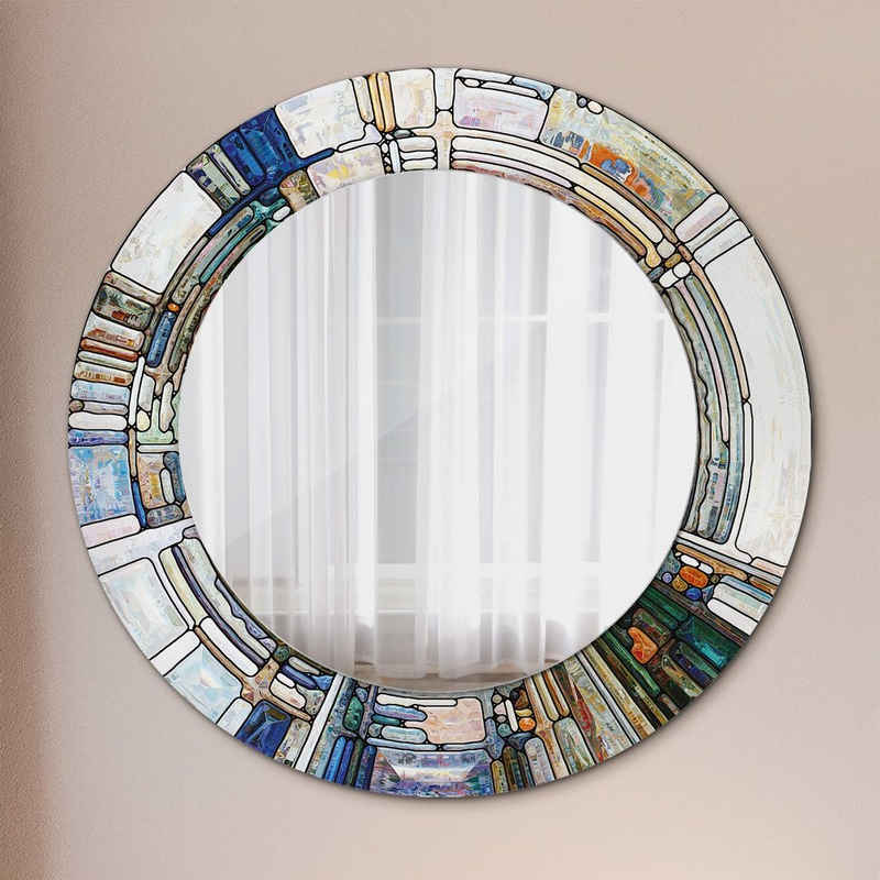 Tulup Spiegel Modern Wandmontage Wandspiegel Spiegel mit Aufdruck Rund: Ø50cm