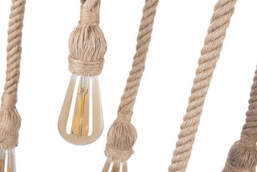 Crown LED Pendelleuchte Vintage Bambus Lampe E27 + 6x Edison Leuchtmittel dimmbar, Kaffee Retrobambus