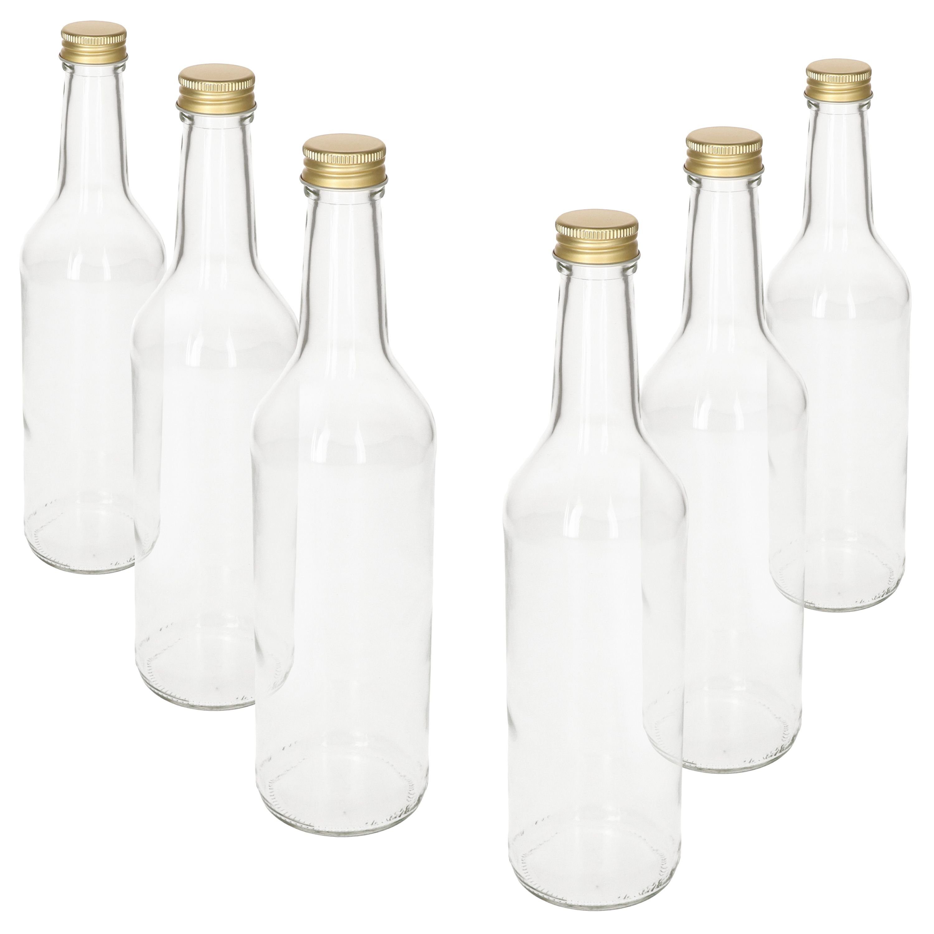 MamboCat Einmachglas + Geradhalsflasche 6er Gold, Glas 500 ml Schraubverschluss Set