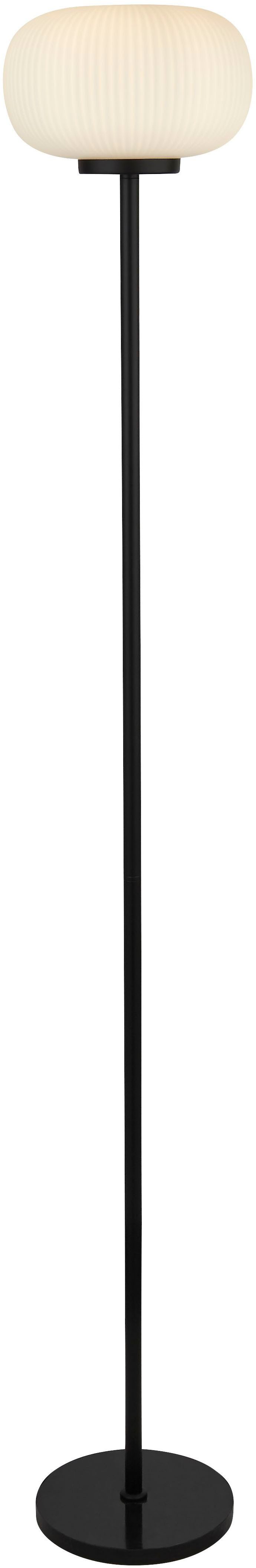 Searchlight Stehlampe Lumina Floor Lamp - Black Metal & Frosted Ribbed Glass, Leuchtmittel wechselbar