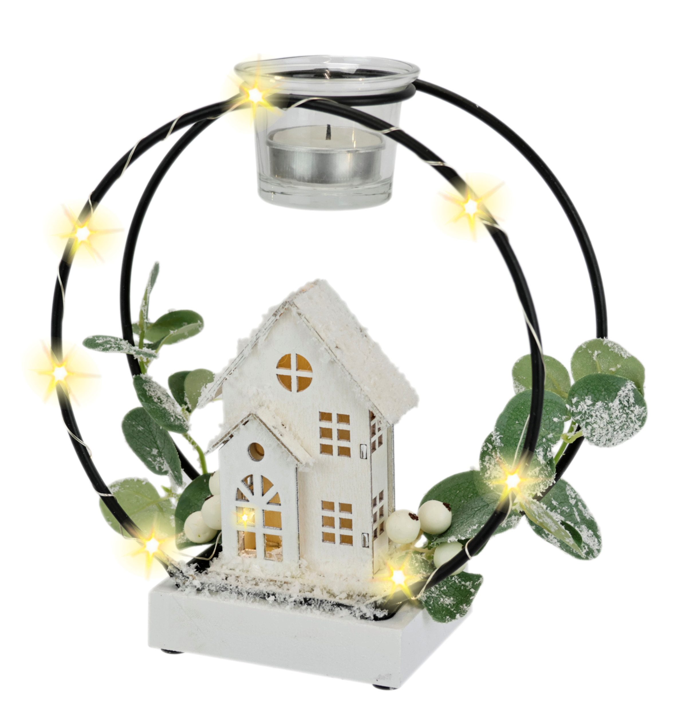 Kunstkranz Teelichthalter Deko-Kranz, I.GE.A., Höhe 20 cm, Mit LED Licht Te günstig online kaufen