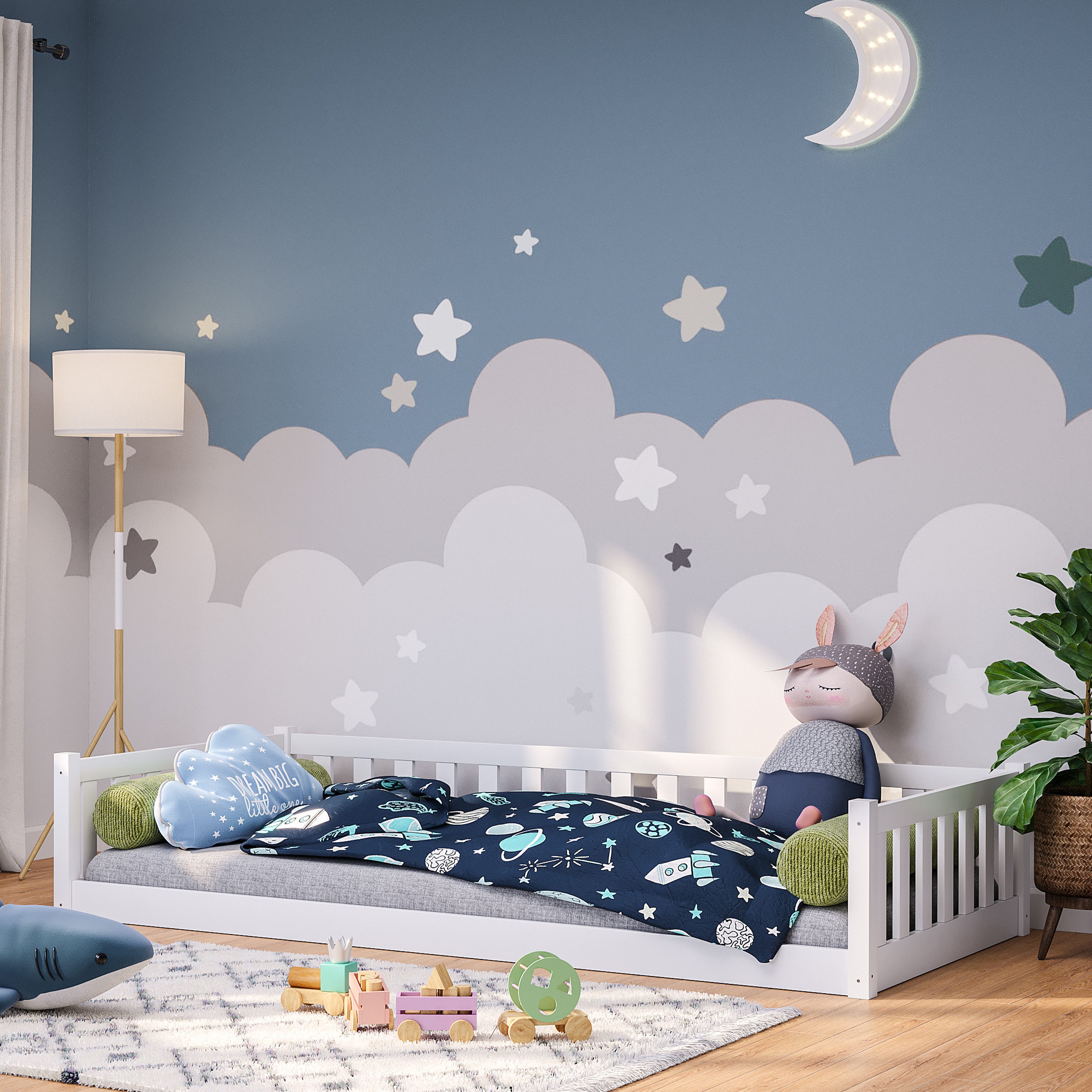 Bellabino Kinderbett Mura (Bodenbett 90x200 weiß, günstig online kaufen