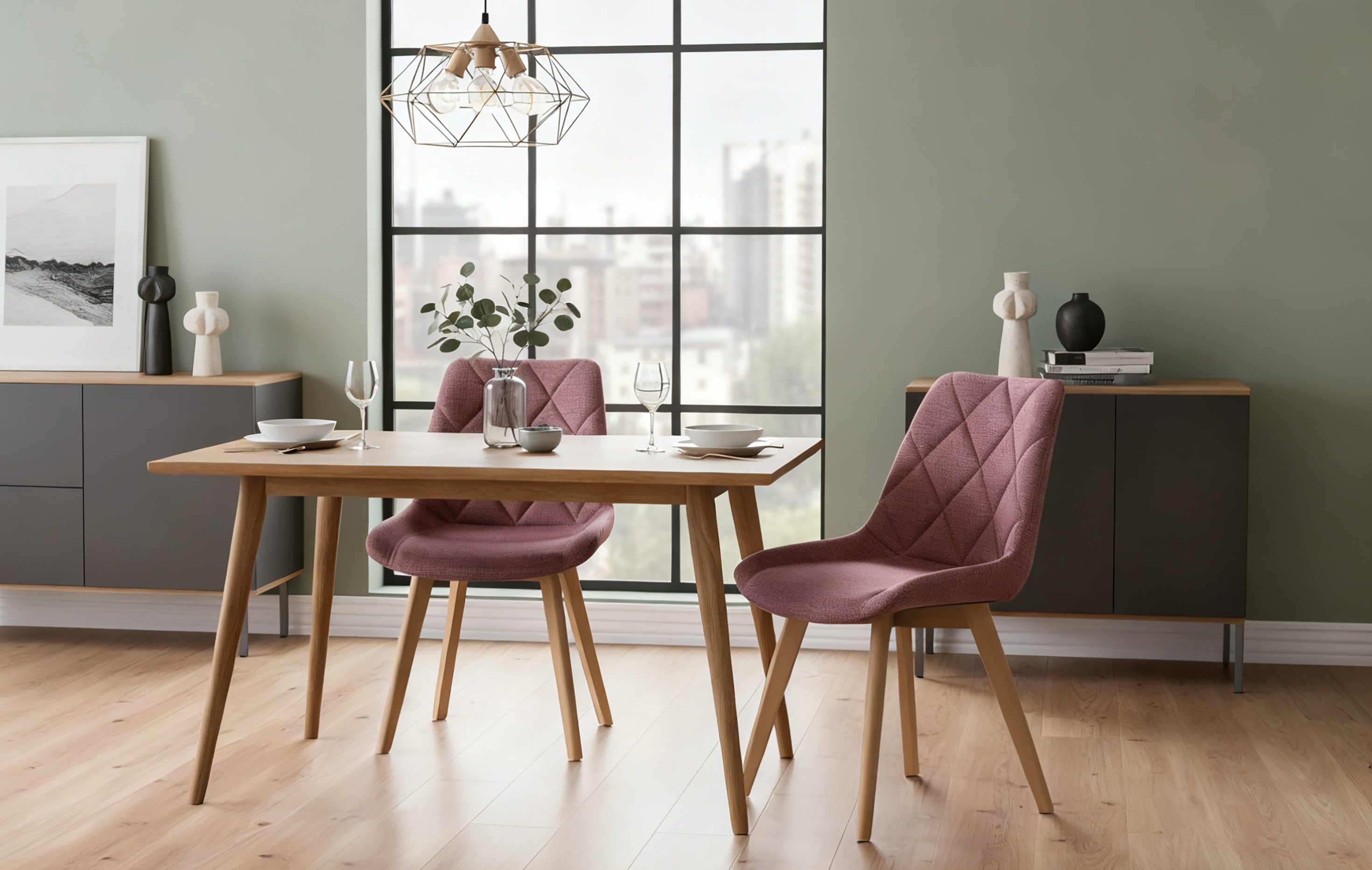 Samt-Esszimmerstühle – 2/4/6 Stück, Rosé, Metallbeine, Bis 120 Kg
