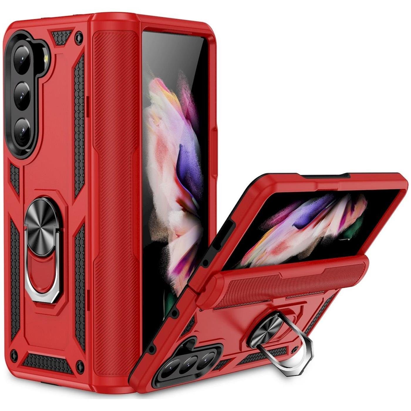 CoolGadget Handyhülle Armor Shield Case für Samsung Galaxy Z Fold 5 7,6 Zoll, Outdoor Cover Magnet Ringhalterung Handy Hülle für Galaxy Z Fold 5 5G