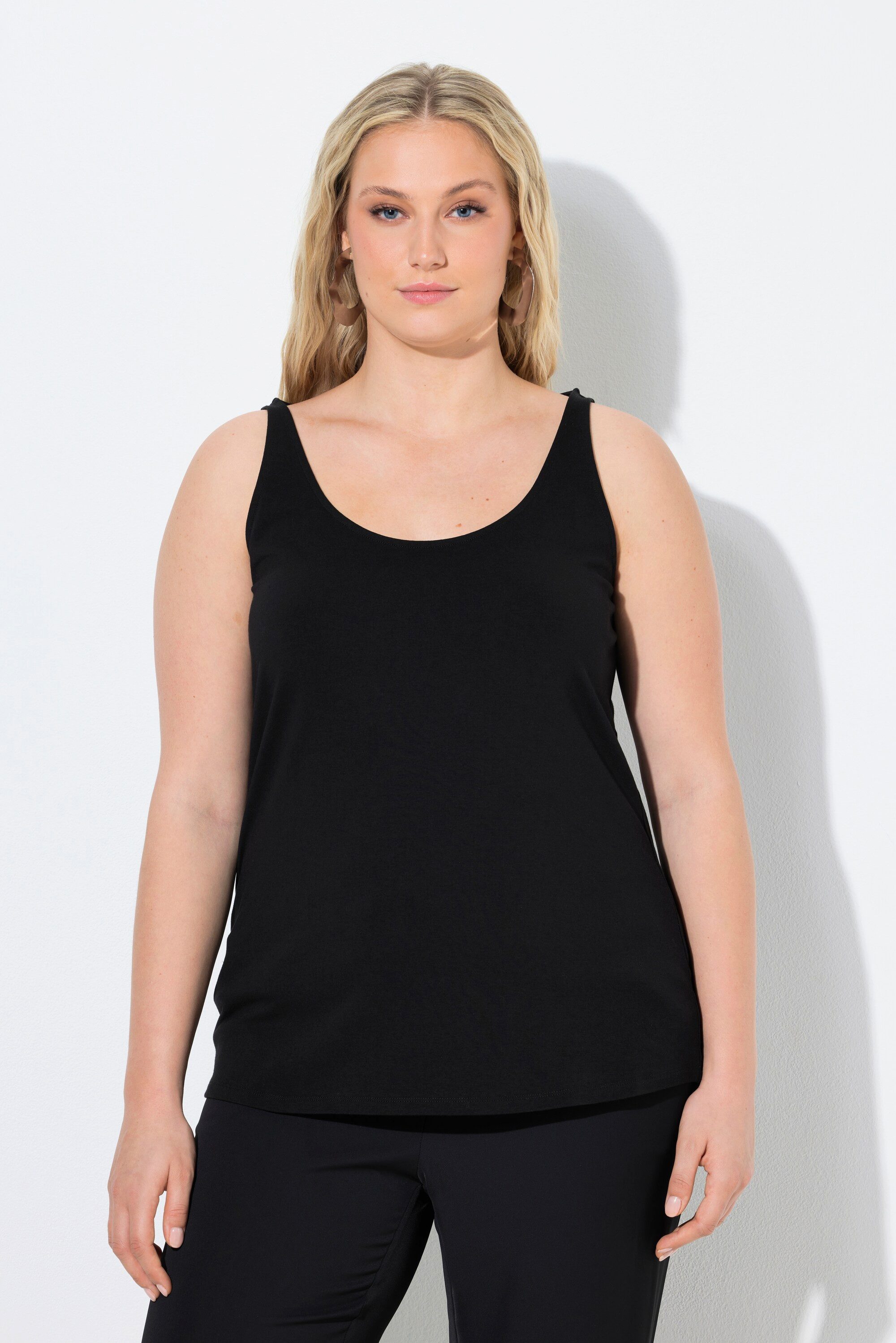 Ulla Popken Longtop Unterziehtop Slim Rundhalsausschnitt ärmellos