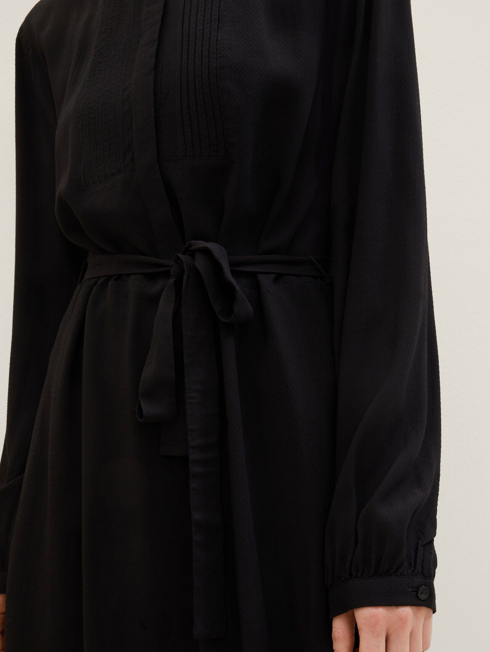 TOM mit Kleid black TAILOR deep Struktur Jerseykleid