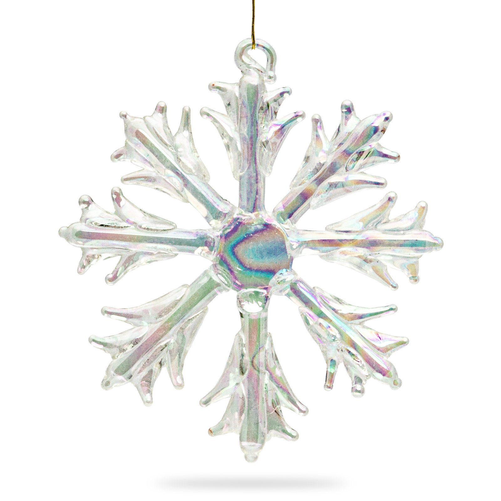 D: Weihnachtsbaum Glas Eiskristalle 3er Christbaumschmuck Set aus SIKORA Anhänger BS131 7cm