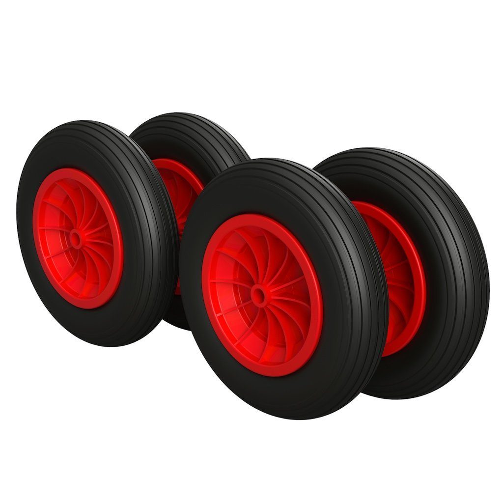 SUPROD Ersatzrad Luftrad Ø 370 mm 3.50-8 Gleitlager Schubkarrenrad Reifen (4 St)