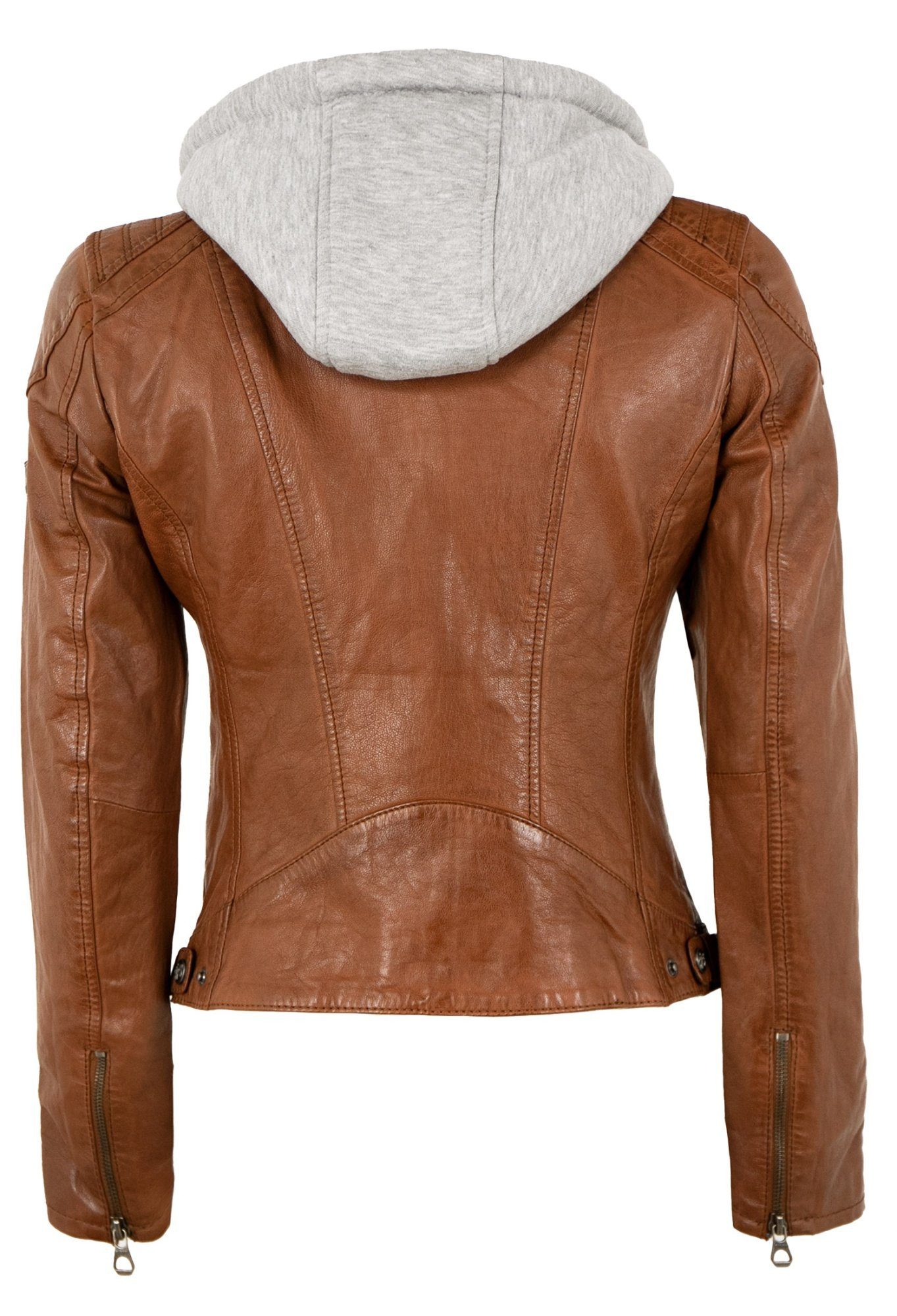 Gipsy Lederjacke GWAlcie Echtleder Damen Lammnappa Lederjacke cognac Kapuze