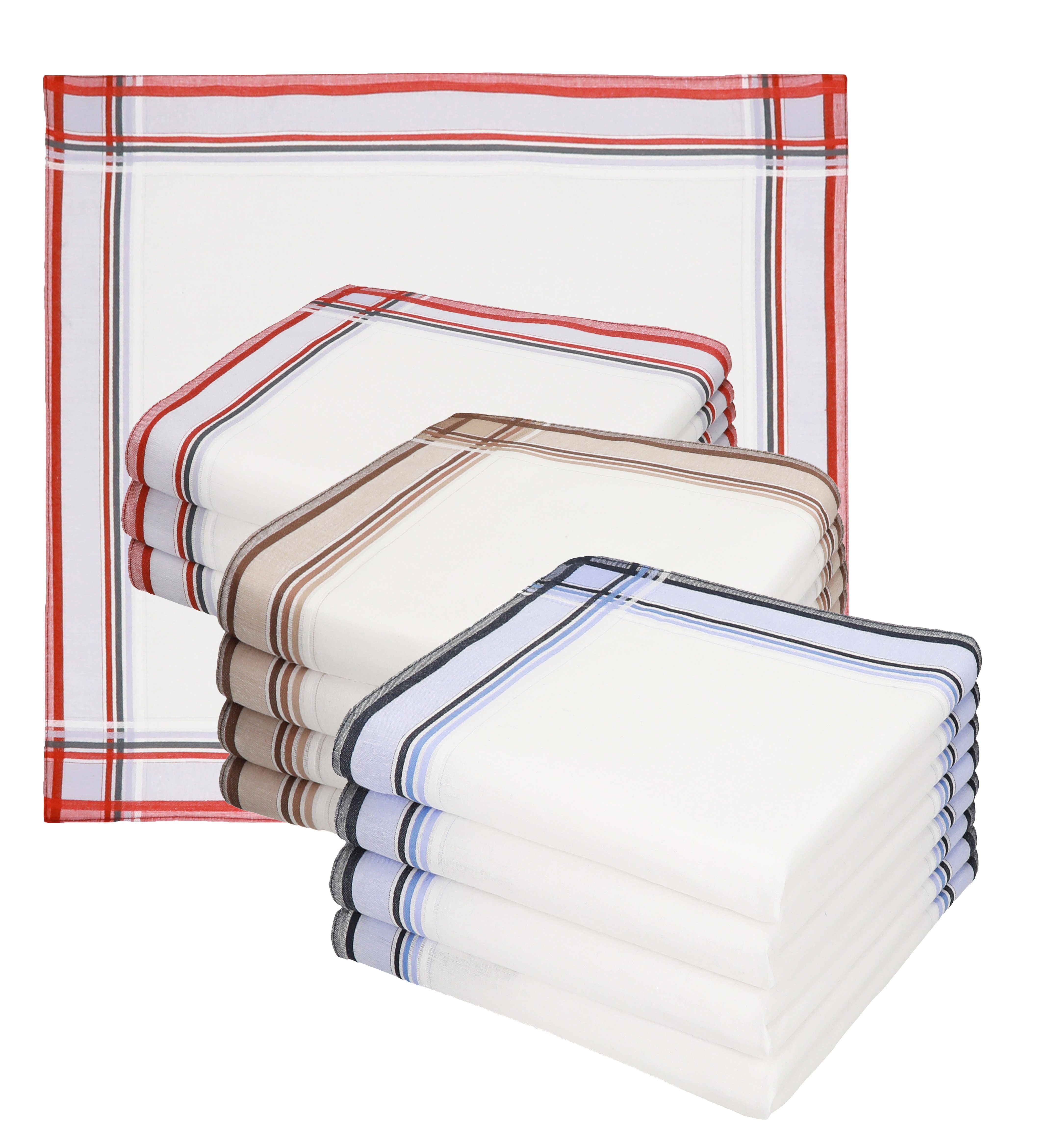 Betz Taschentuch 12 Stück Herren Taschentücher Leo 3 40 x 40 cm, 100% Baumwolle