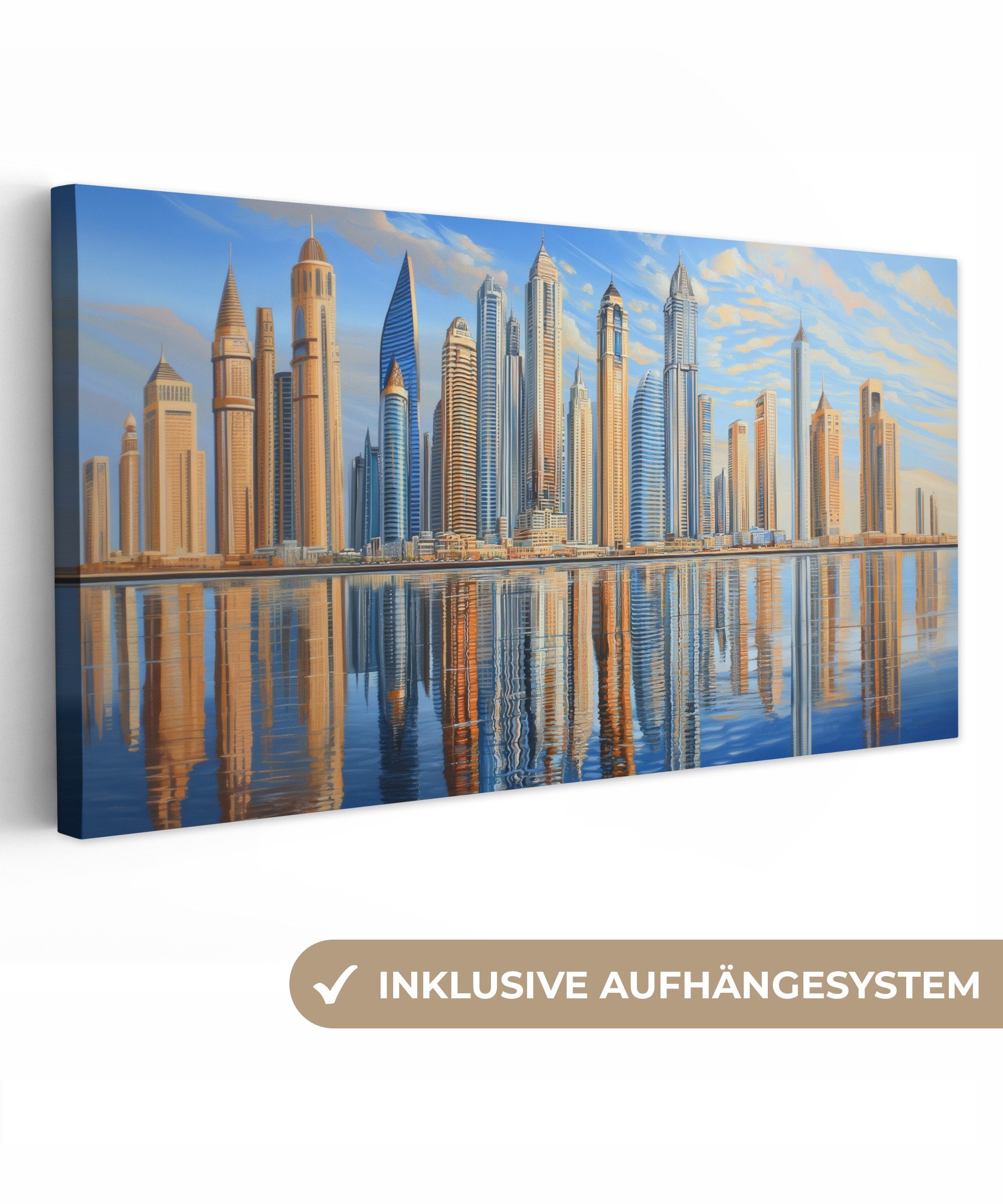 OneMillionCanvasses® Leinwandbild Panorama Skyline - Wolkenkratzer günstig online kaufen
