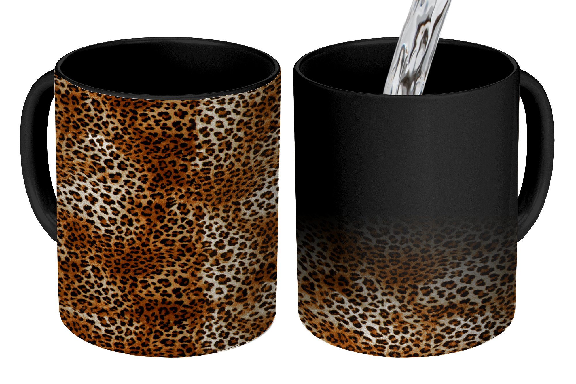MuchoWow Tasse Leopard Geschenk Teetasse, Zaubertasse, Tiere, Kaffeetassen, - Keramik, Muster - Farbwechsel