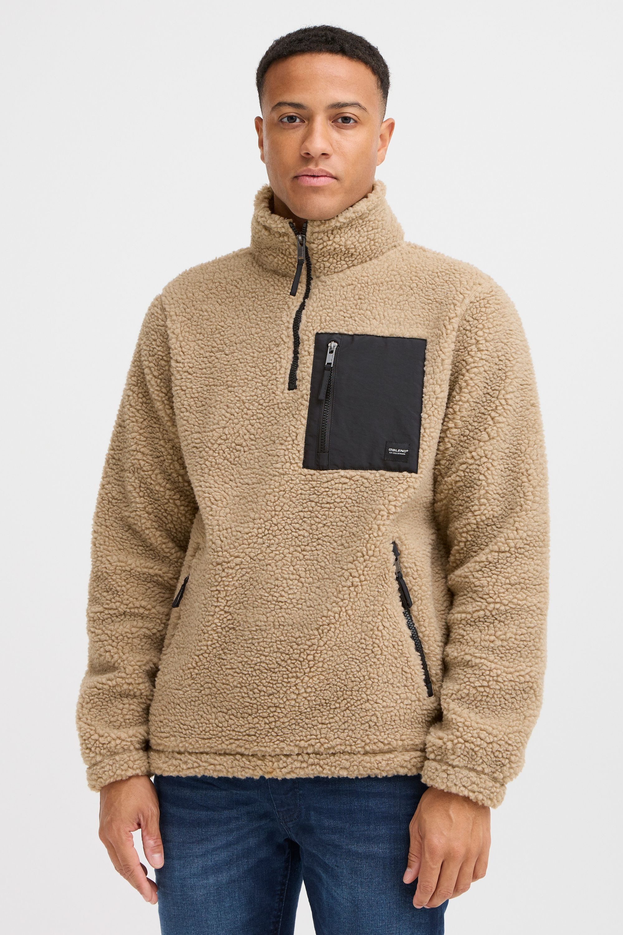 Blend Fleecejacke BHTotto Lässiger Troyer in Teddy-Optik