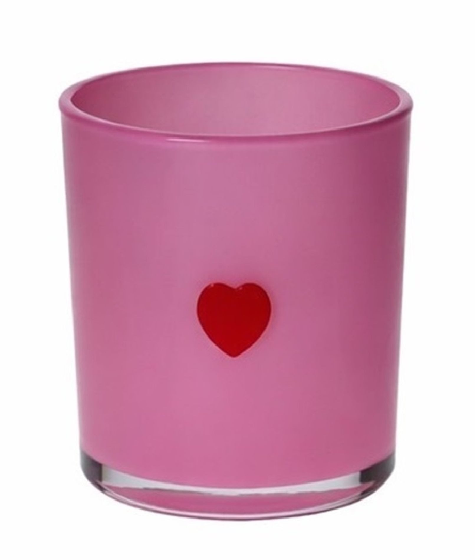 Giftcompany Kerzenhalter Giftcompany - Windlicht Teelichthalter "Jacquard" H8cm Glas Herz Rosa