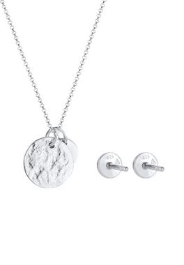 Elli Schmuckset Plättchen Geo-Organic Halskette Ohrring 925 Silber, Kreis