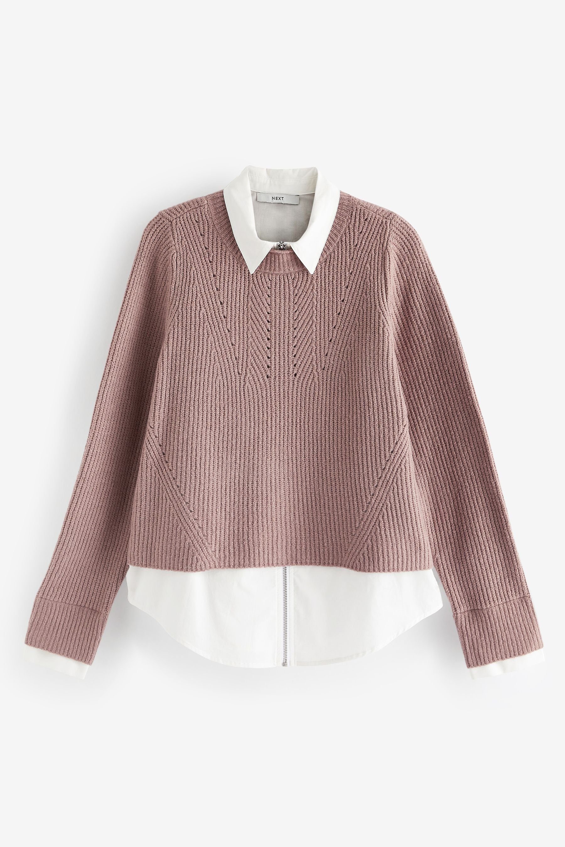 Next 2-in-1-Pullover Pullover mit Blusendetail und Reißverschluss (1-tlg)