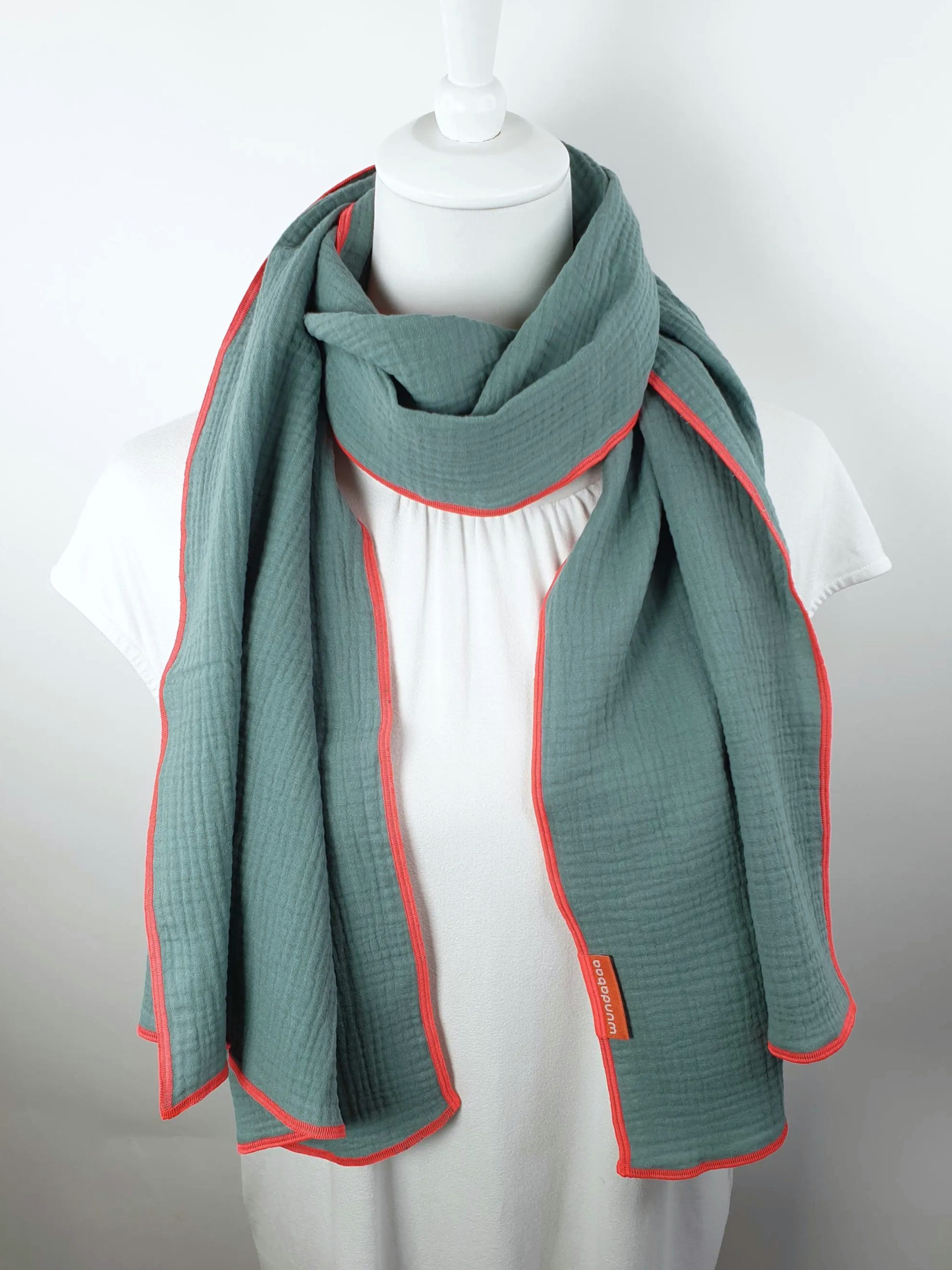 wundabaa Modeschal Leichter Musselinschal 170 x 44 mit Rand in Neonfarben