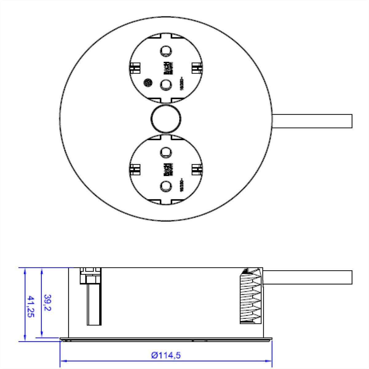 Bachmann TWIST 2x Schutzkontakt Einbau-Tischsteckdosenleiste (Kabellänge 2 m), Aderendhülsen, Schutzkontaktmontagestecker, 931.150