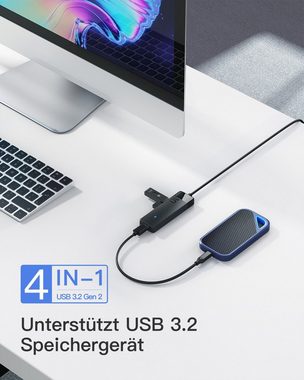 Inateck Laptop-Dockingstation USB 3.2 Hub mit 100cm Kabel, 4 USB A Ports