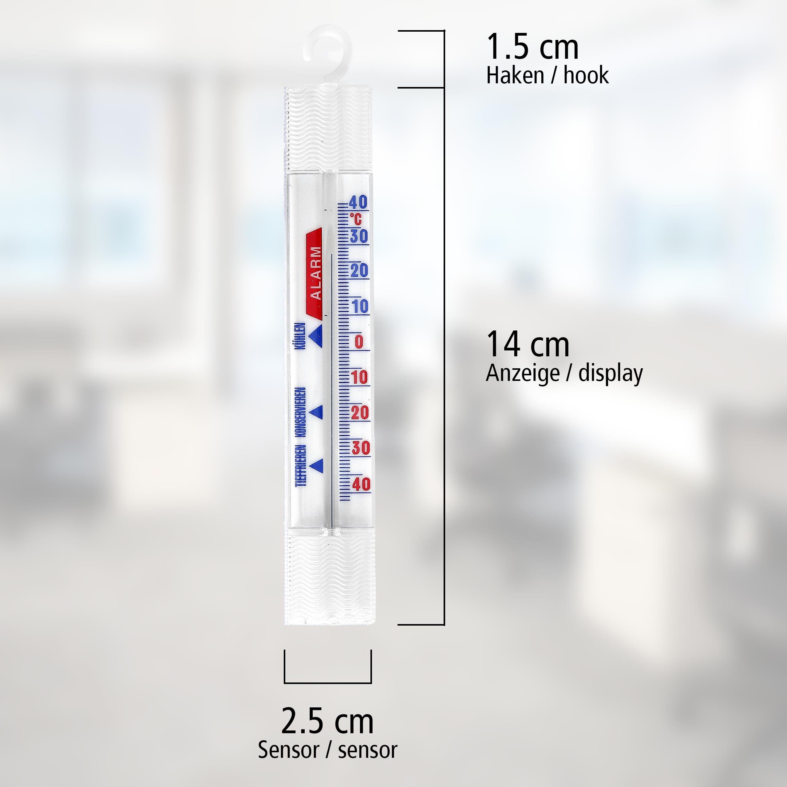 Lantelme Kühlschrankthermometer Analog mit Haken Gefrierschrankthermometer Kühlschrank Thermometer, 2-tlg., Made in Germany, Stückzahl Wählbar, mit Haken zum aufhängen, + - 40°C