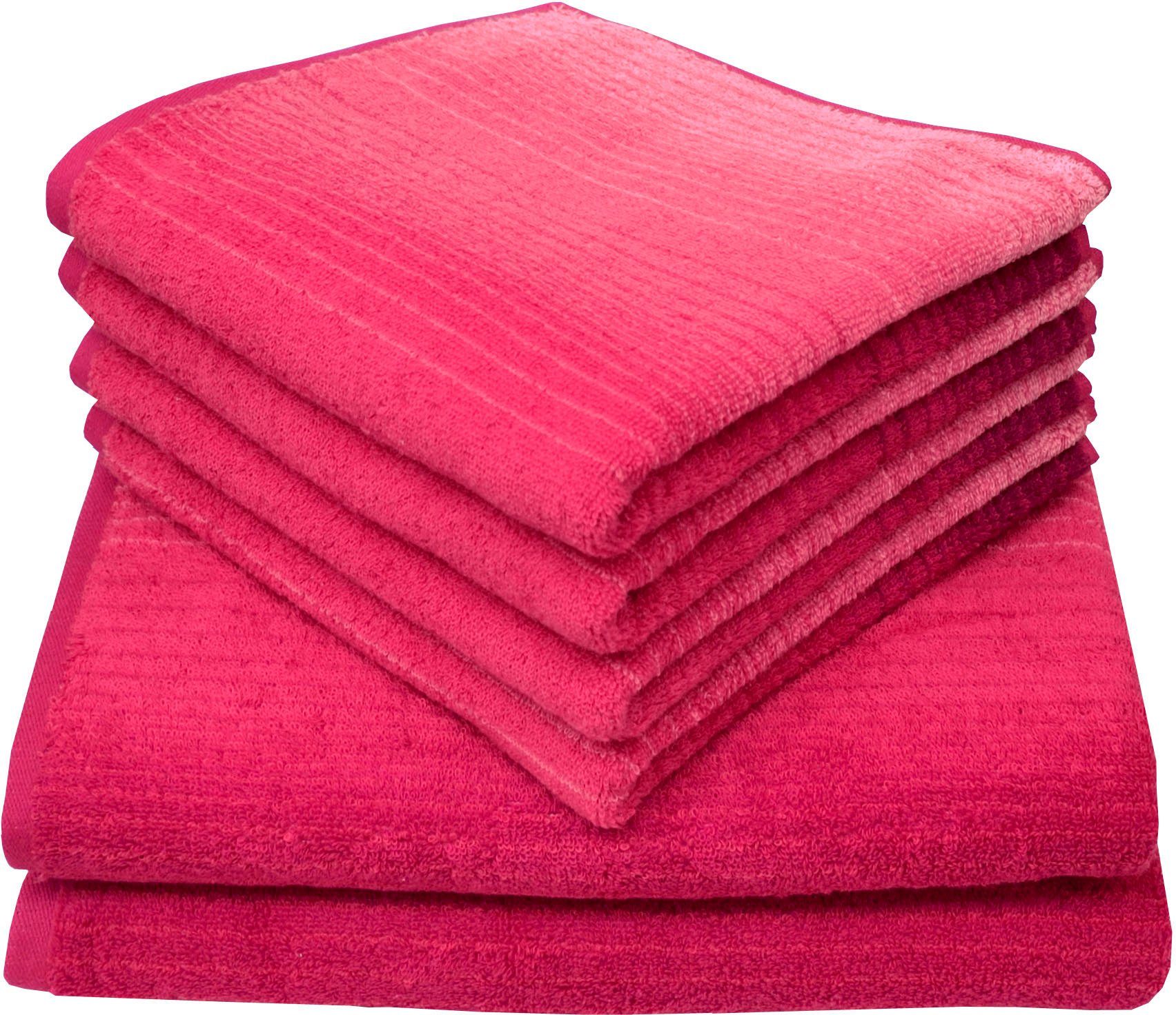 Dyckhoff Handtuch Set mit Farbverlauf, Walkfrottee, (Set, 6-tlg), mit Farbverlauf pink