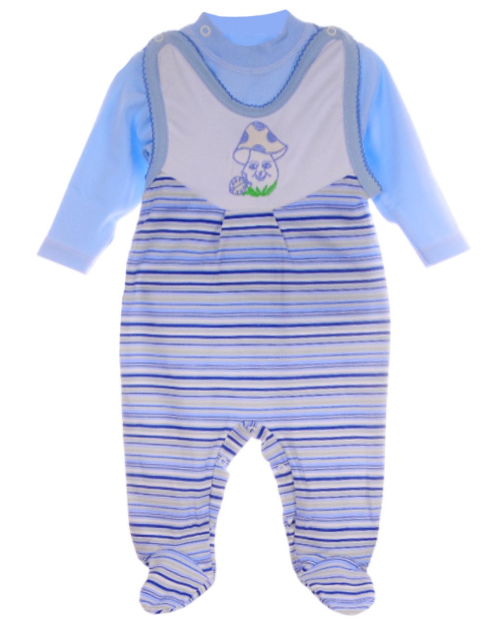 Strampler Baby Stramplerhose und Langarmshirt Set in Blau gestreift