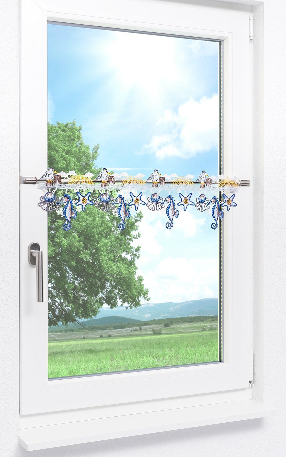 Plauener Spitze® Scheibengardine Meeresbrise, (1 St), günstig online kaufen