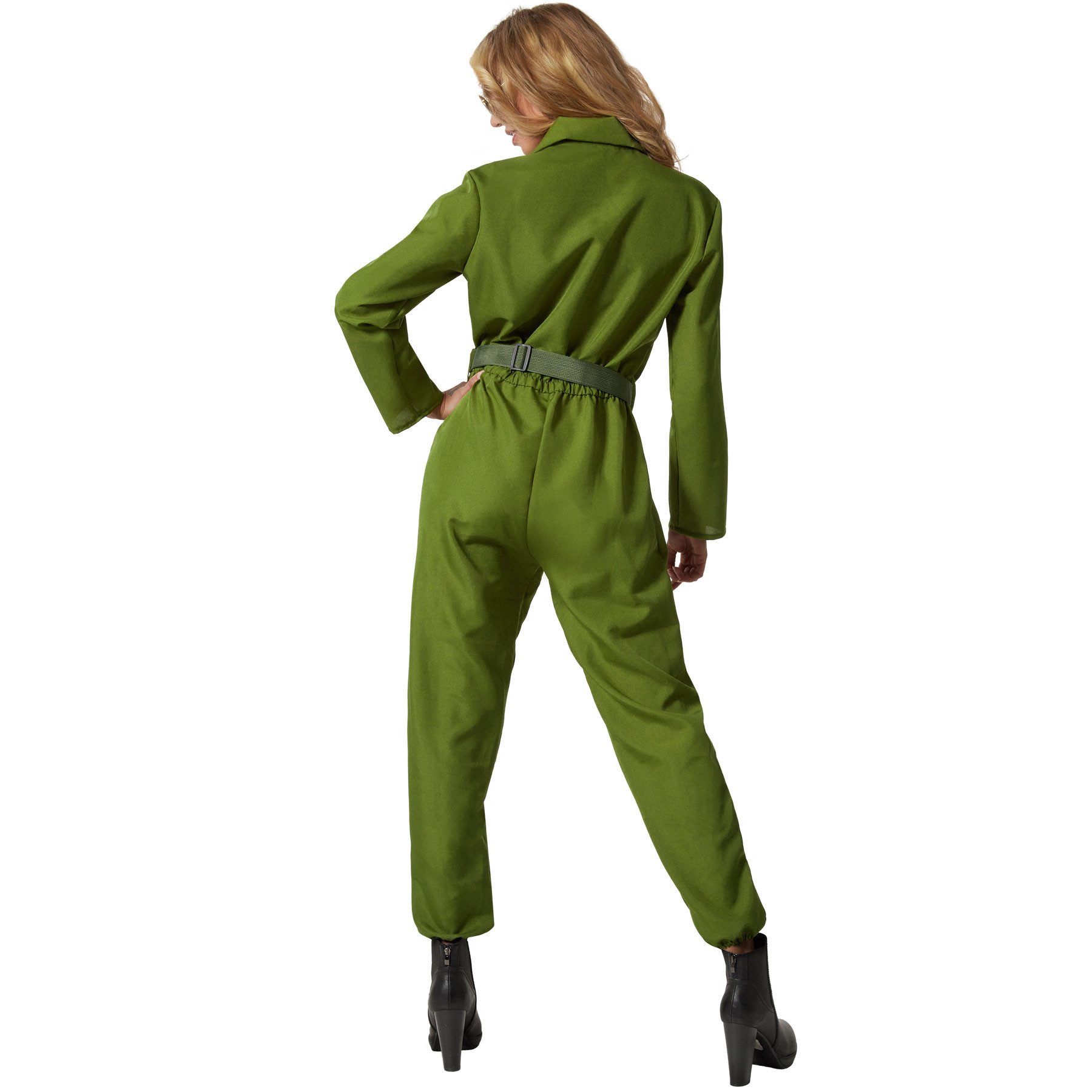 dressforfun Kostüm Damenkostüm, Olivgrüner Overall mit authentischem Pilotinnen-Look.