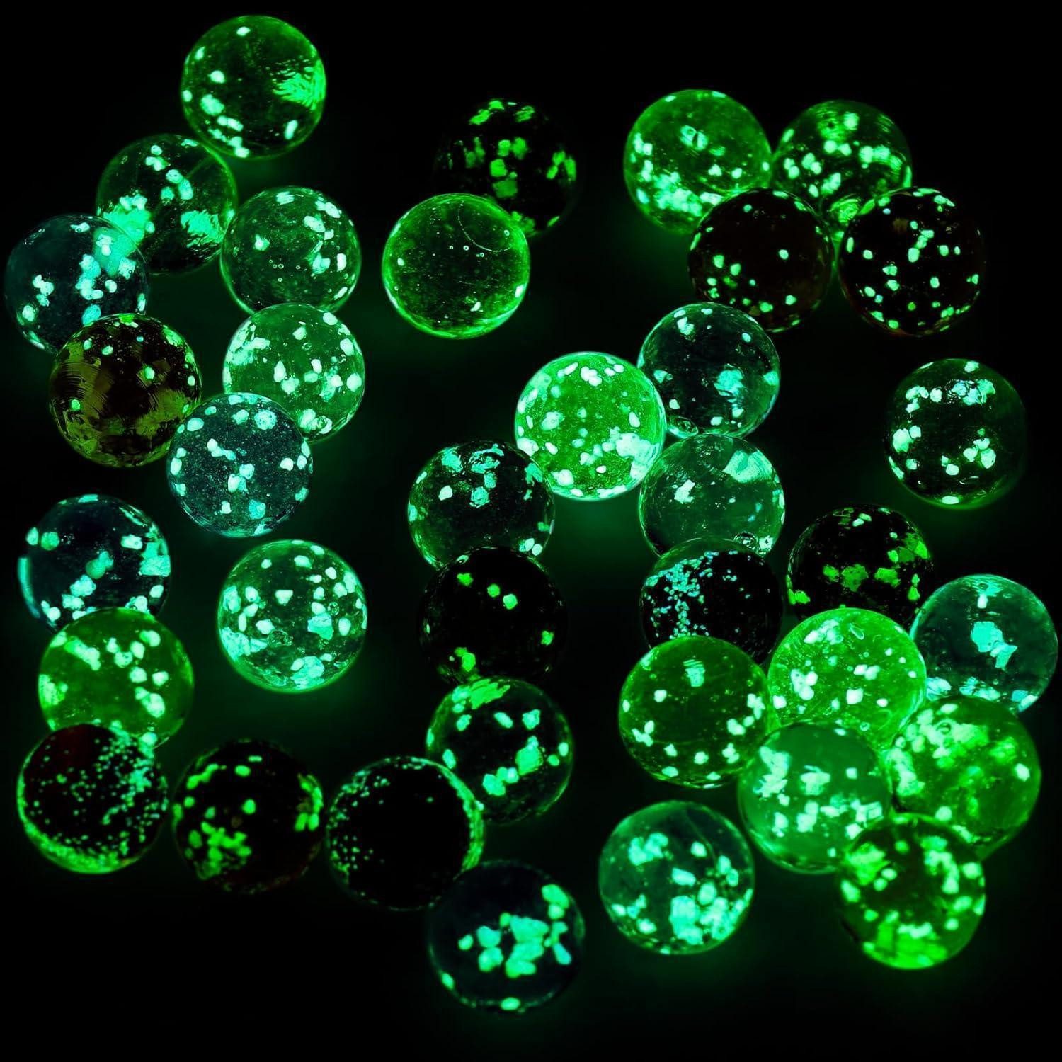 LuxusKollektion Bastelperlen 40er Set Glasmurmeln 1,4 cm leuchten im Dunkeln Murmelbahn Spielzeug, (40-tlg)