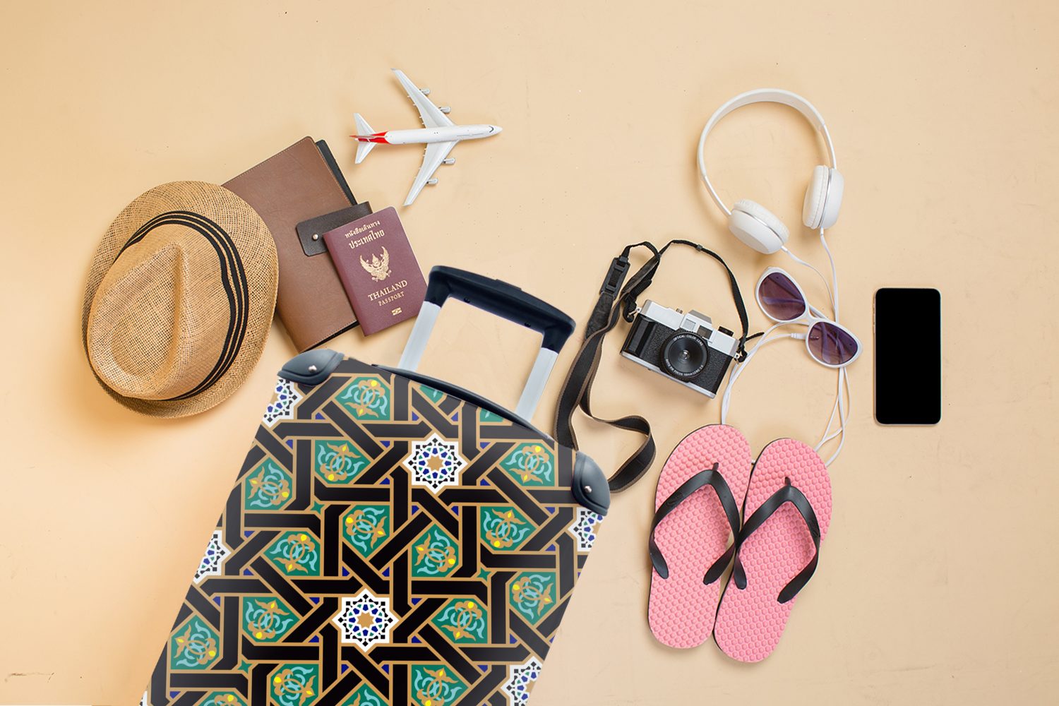 Handgepäck Orientalisch Reisekoffer Handgepäckkoffer für 4 rollen, - - Muster Trolley, Ferien, Reisetasche Arabisch - MuchoWow mit Sterne, Rollen,