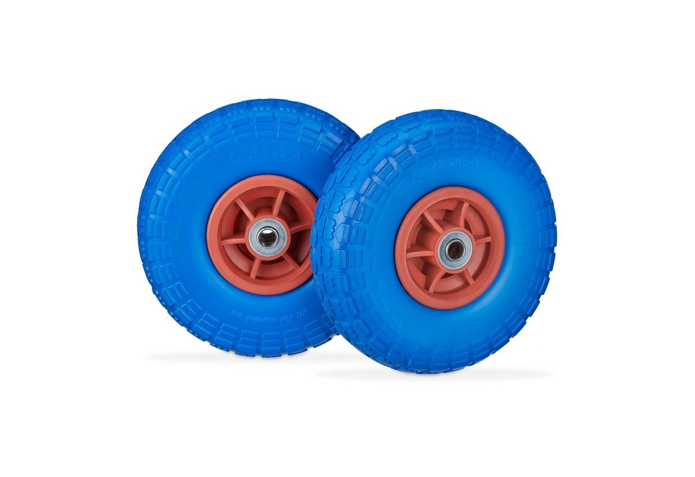 relaxdays Sackkarren-Rad Sackkarrenrad PU 2er Set 4.1/3.5-4 (2 St), Blau-Rot