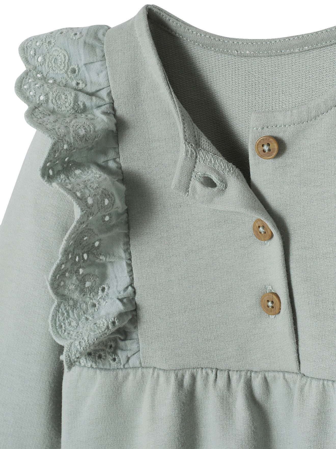 vertbaudet Minikleid Mädchen Baby Kleid Volants mit Lochstickerei