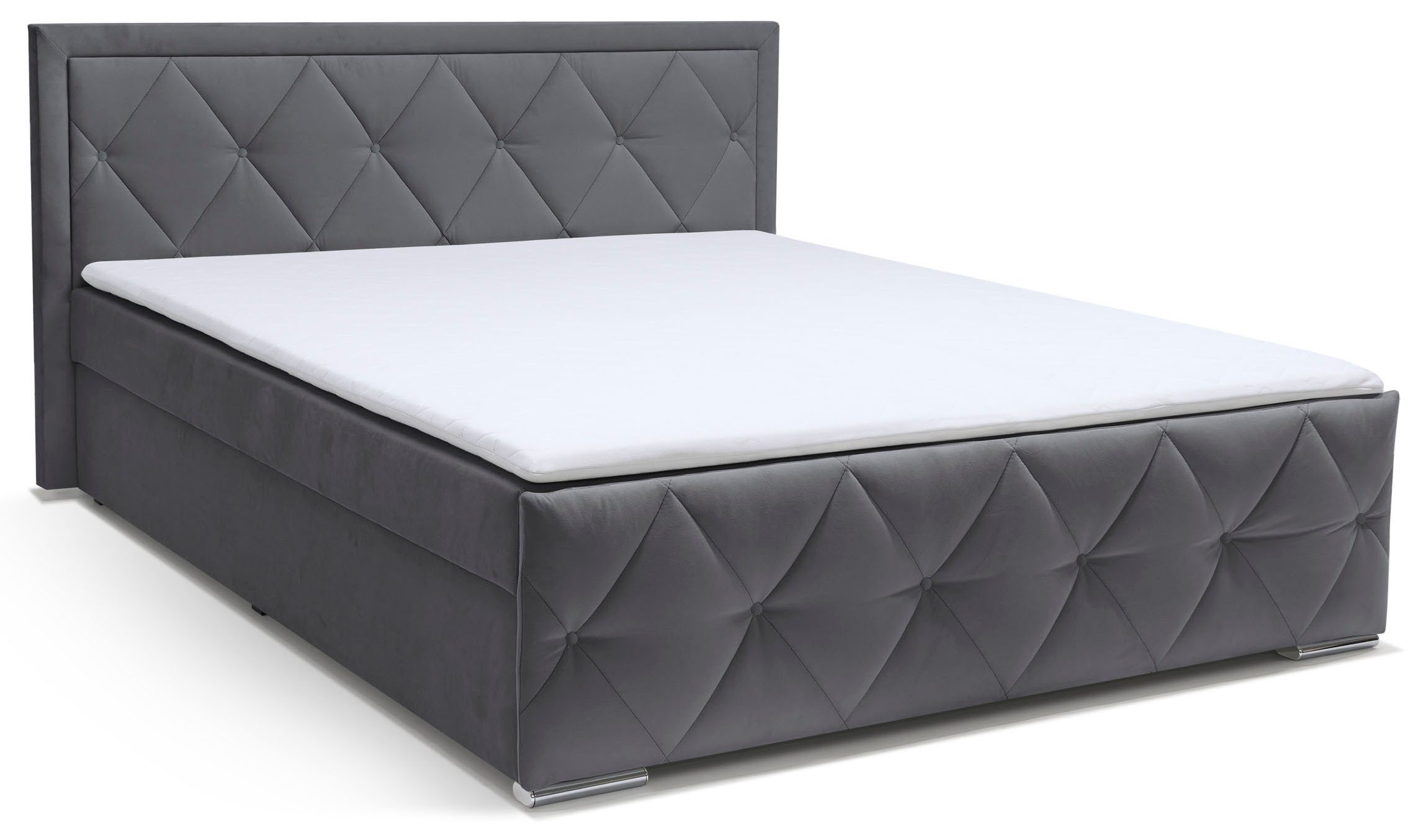 Home affaire Boxbett Alfie, Topseller! Inkl. Bettkasten&Topper, Wahlweise mit Knopfsteppung oder Strasssteinen, H2, H3 und H4 wählbar