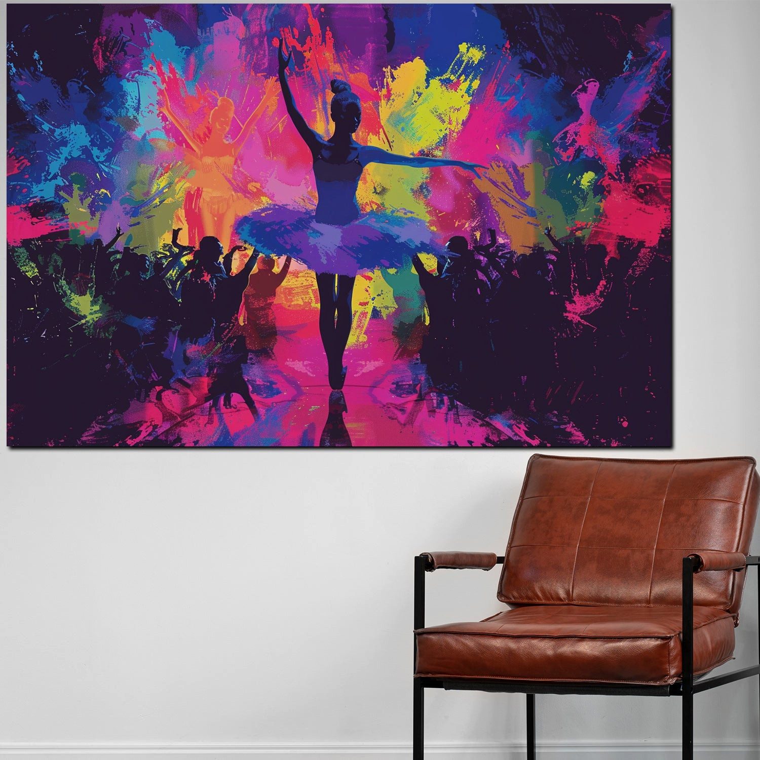 Artedinoi Leinwandbild Ballerina Pop Art Farbexplosion bunt Leinwandbild Wandbild XXL, Ballerina, abstrakt